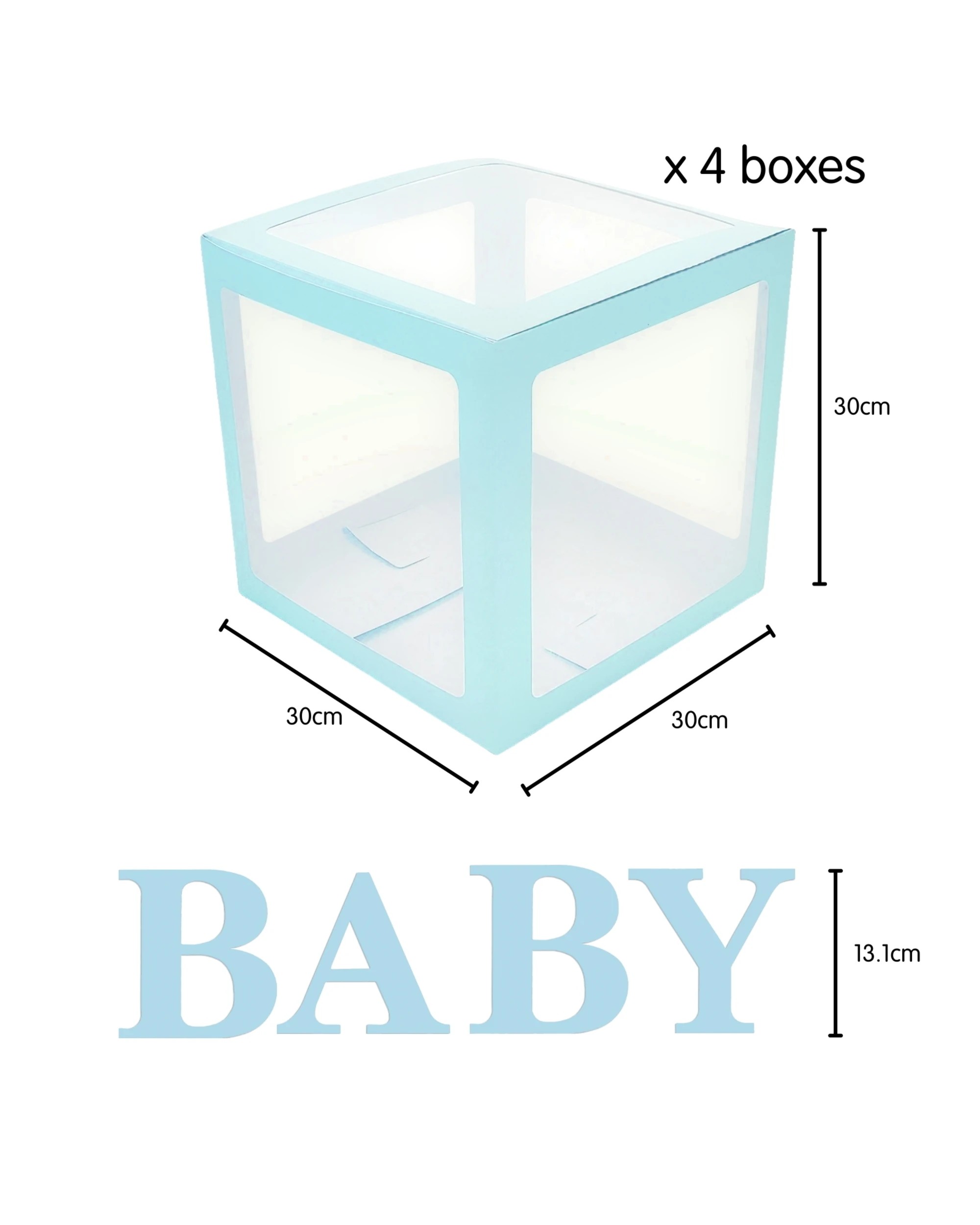 2 Partyrama Pastel Blue Balloon Boxes with Baby Letters 30cm - Light Blue, 2 of 2