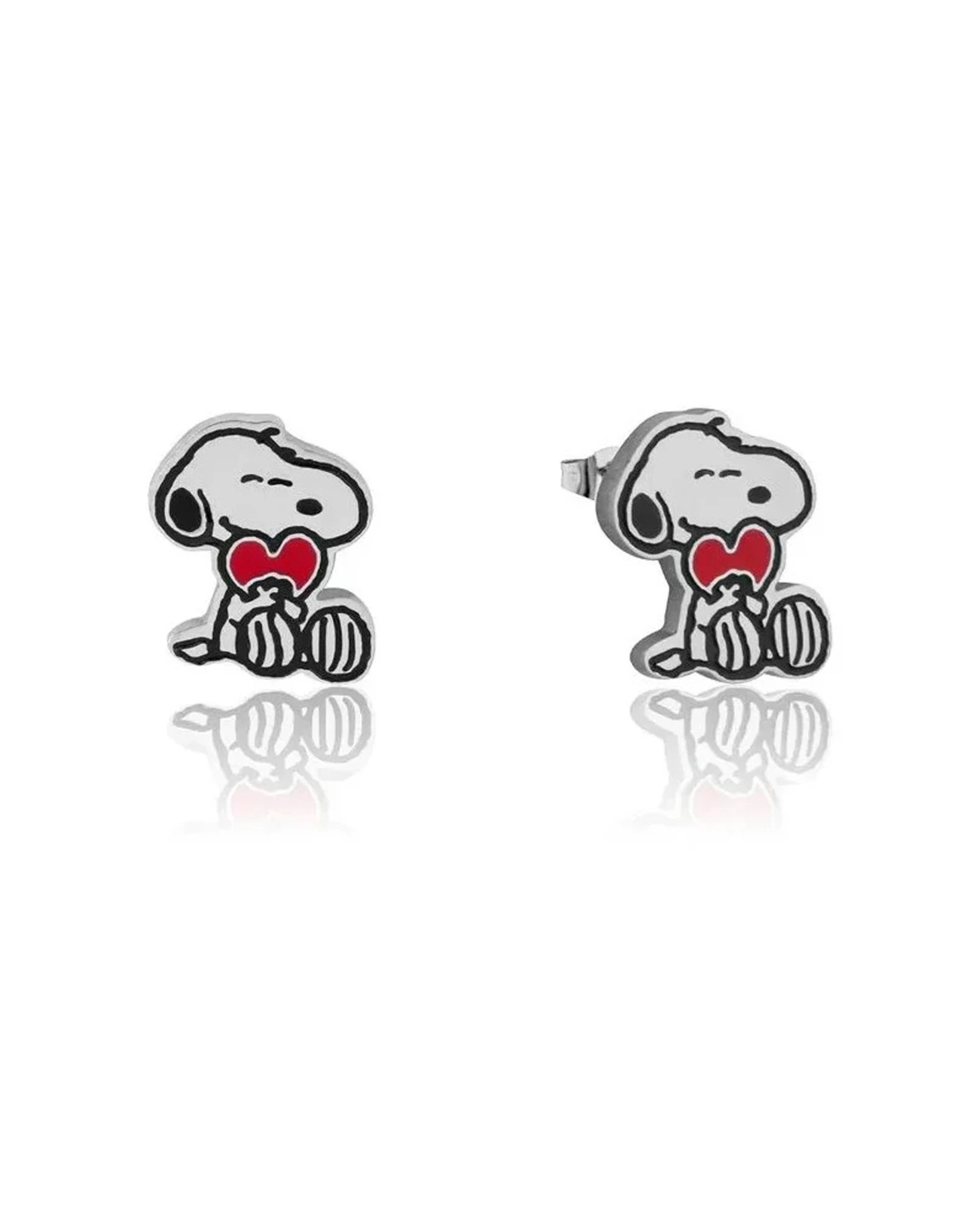 2 Couture Kingdom Peanuts Snoopy Heart Stud Earrings And Necklace Jewellery - Silver, 2 of 4