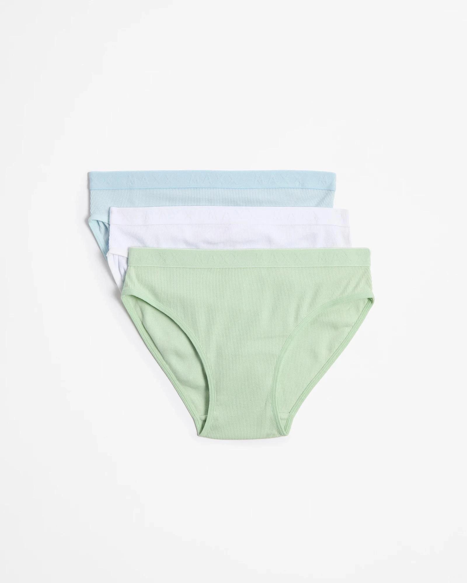 1 Girls Rib Briefs 3 Pack - Maxx - Green/White/Blue GREEN WHITE BLUE, 1 of 1