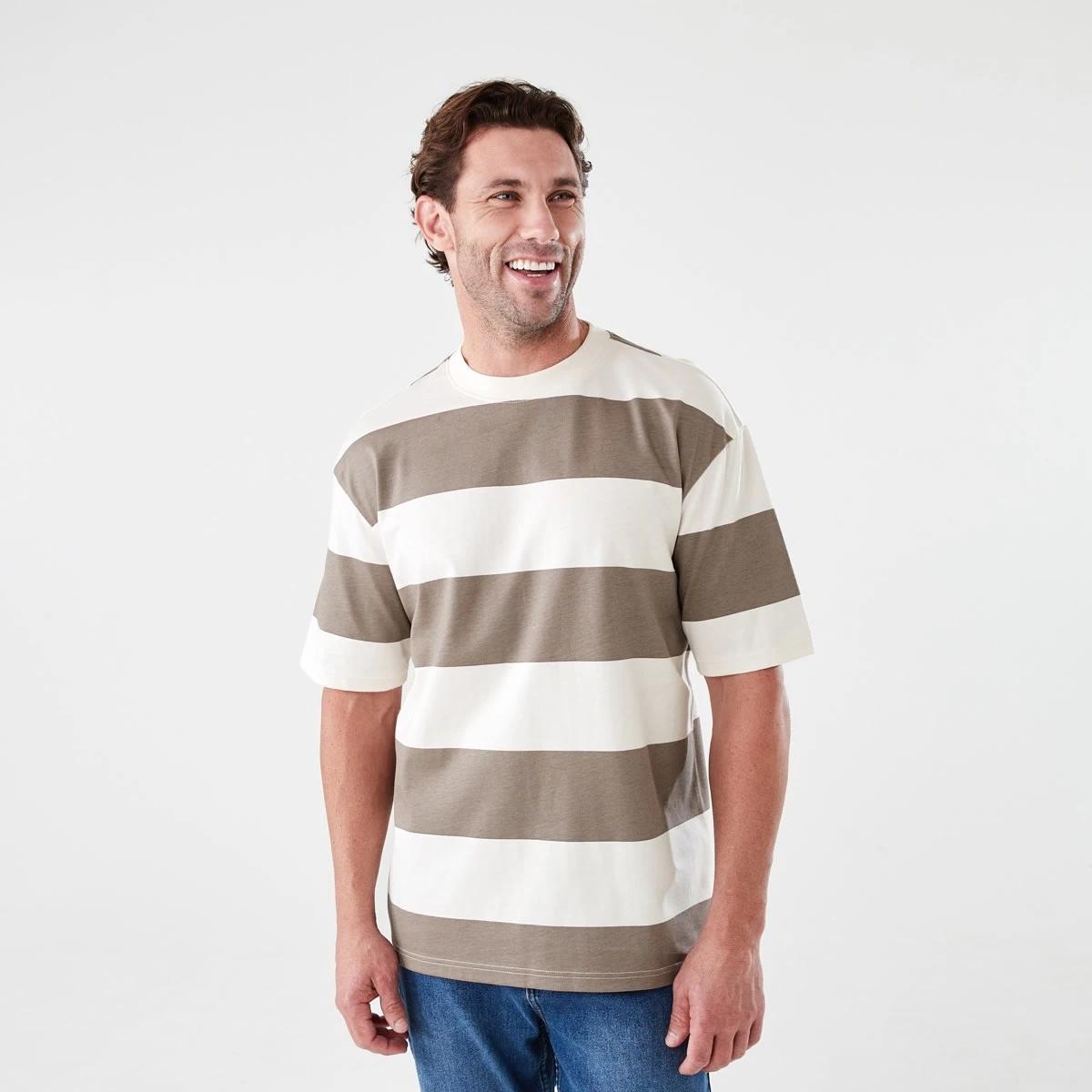1 Oversized Stripe T-shirt BOLD STRIPES YOUTH DRIFT BROWN, 1 of 5
