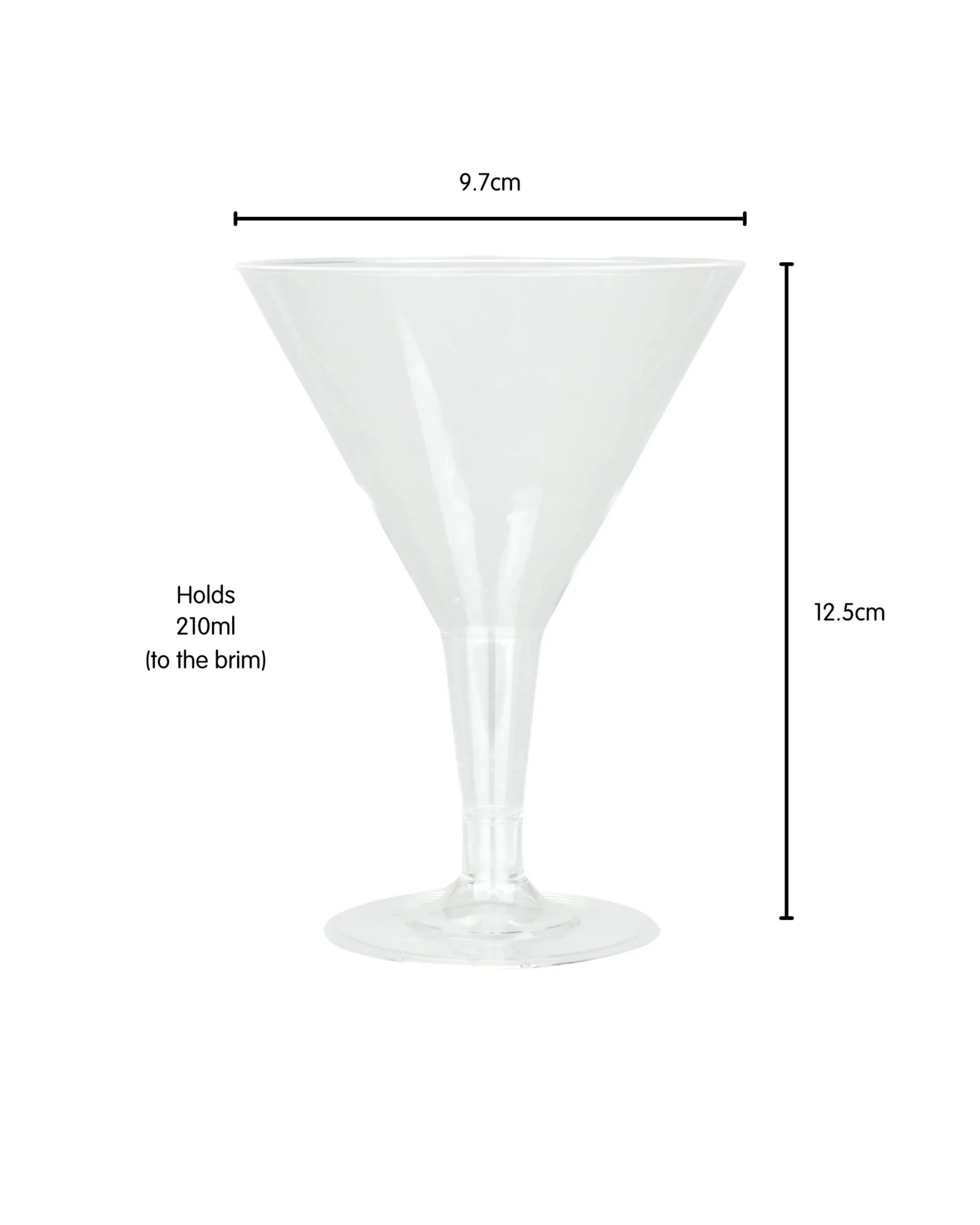 2 Partyware Clear Plastic Reusable Martini Glasses 210ml Pack of 6, 2 of 2
