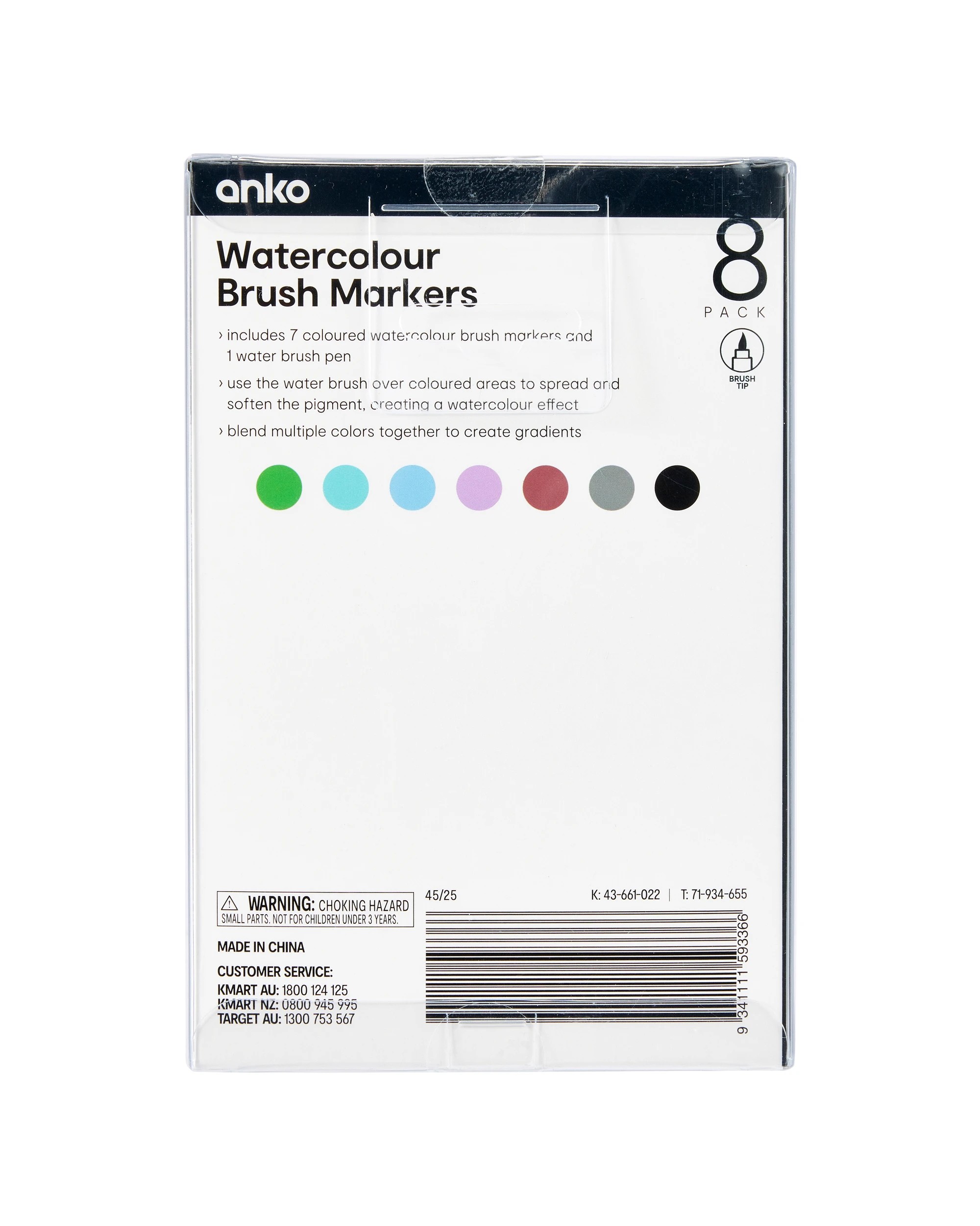 6 8 Pack Watercolour Brush Markers - Cool, 6 of 6