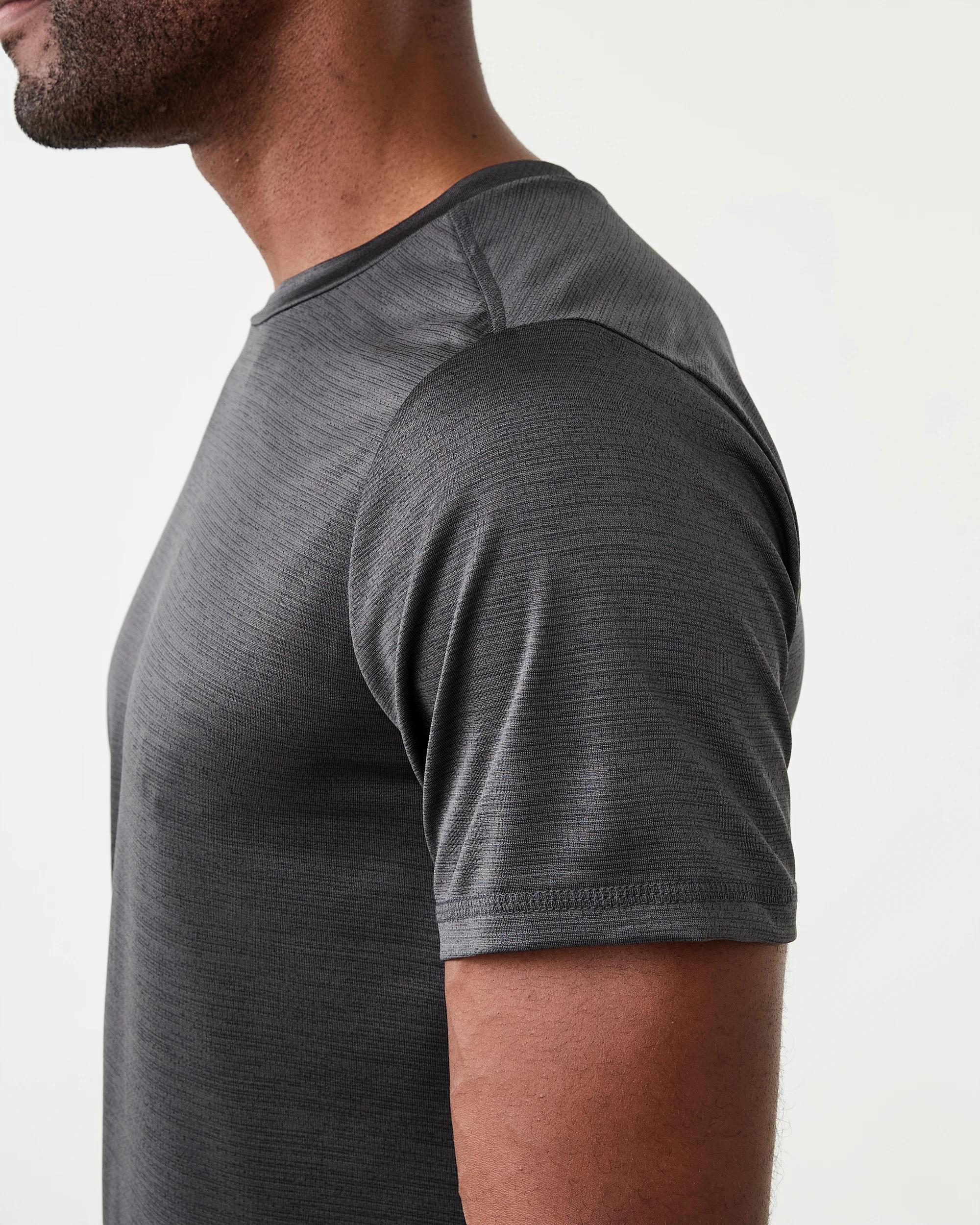 6 Active Mens Crew Neck Cationic T-shirt Gry Drkish, 6 of 6