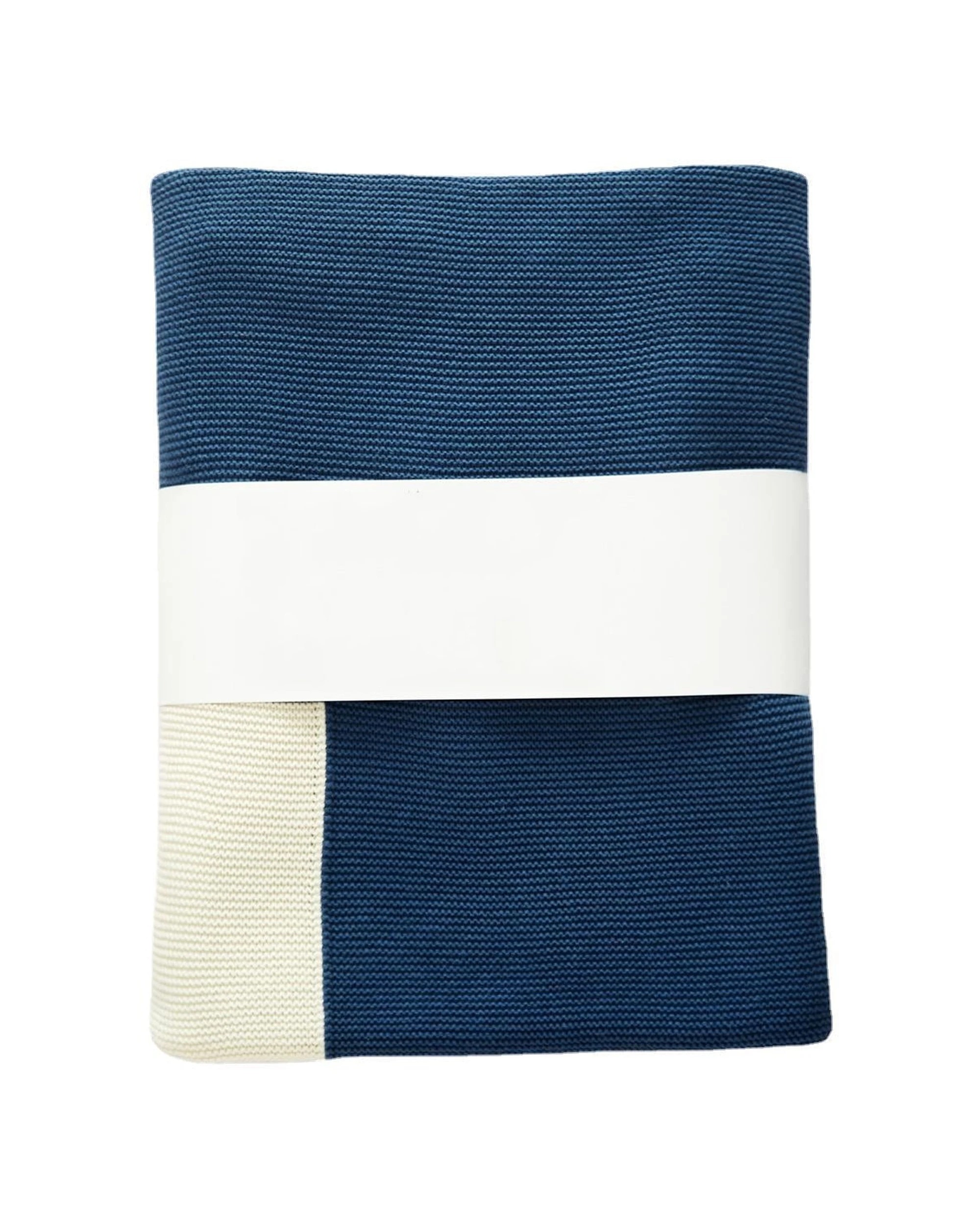 1 Cotton More Cotton Knitted Art Blanket 130x160cm Blue Beige - Multi, 1 of 2