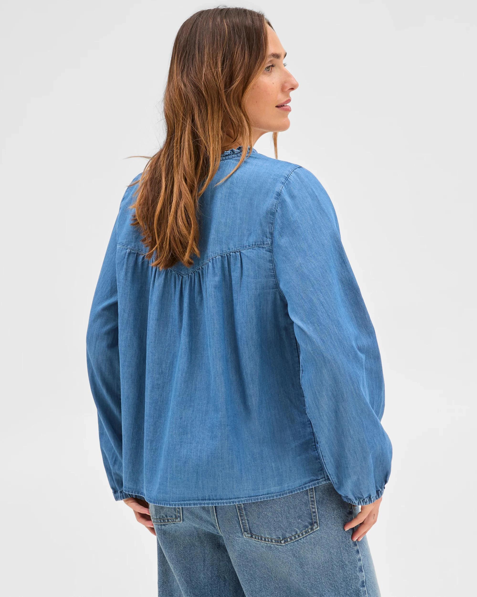 7 Target Woman Long Sleeve Chambray Frill Blouse MID CHAMBRAY, 7 of 7