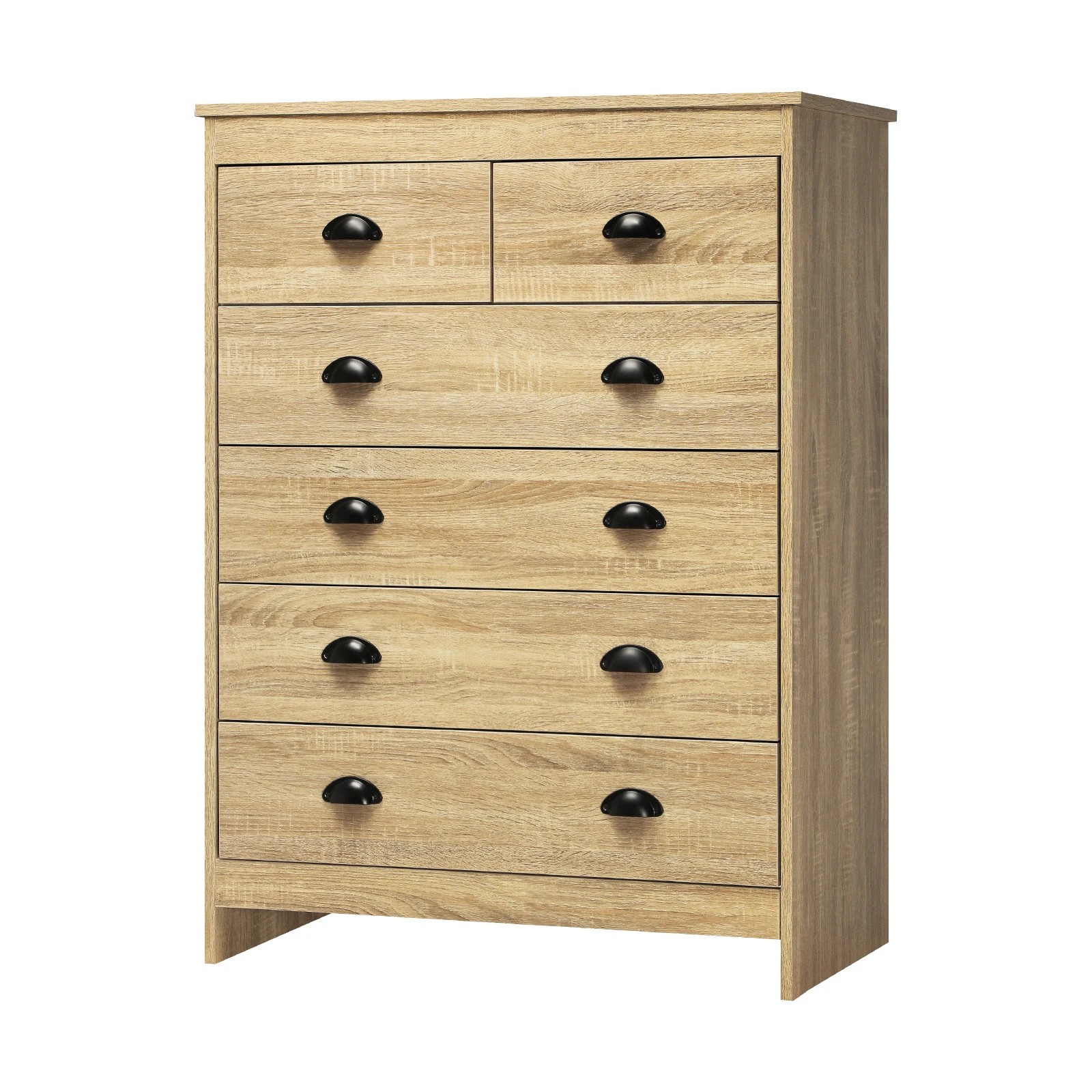1 Oikiture 6 Chest of Drawers Tallboy Dresser Table Storage Cabinet - Natural, 1 of 9