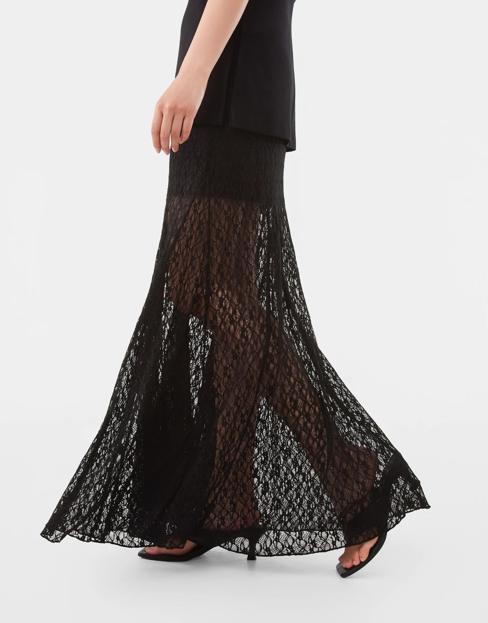 6 Lace Maxi Skirt Black, 6 of 6