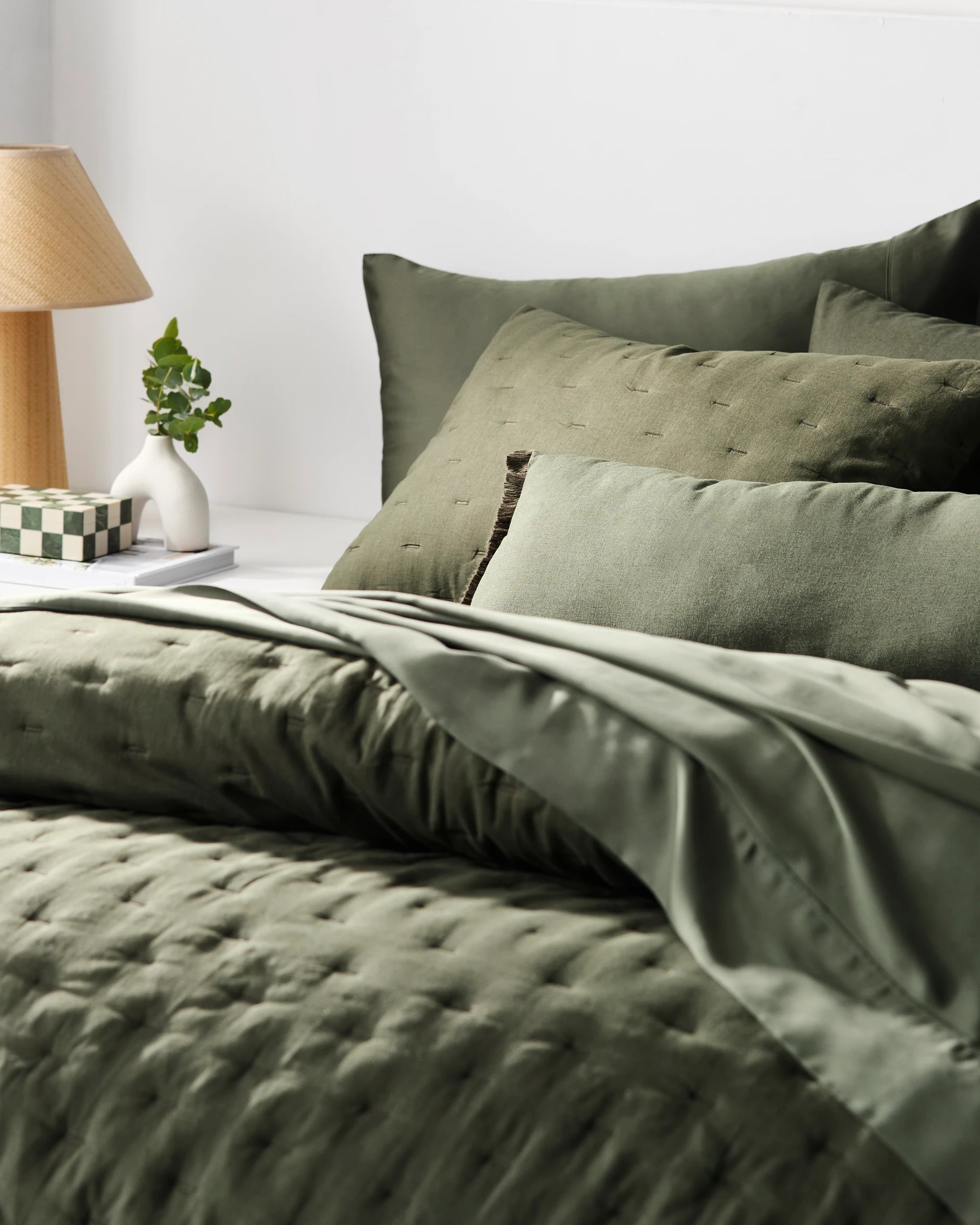 3 Target Laynie Linen/Cotton Coverlet Set - Queen Bed - Green, 3 of 7