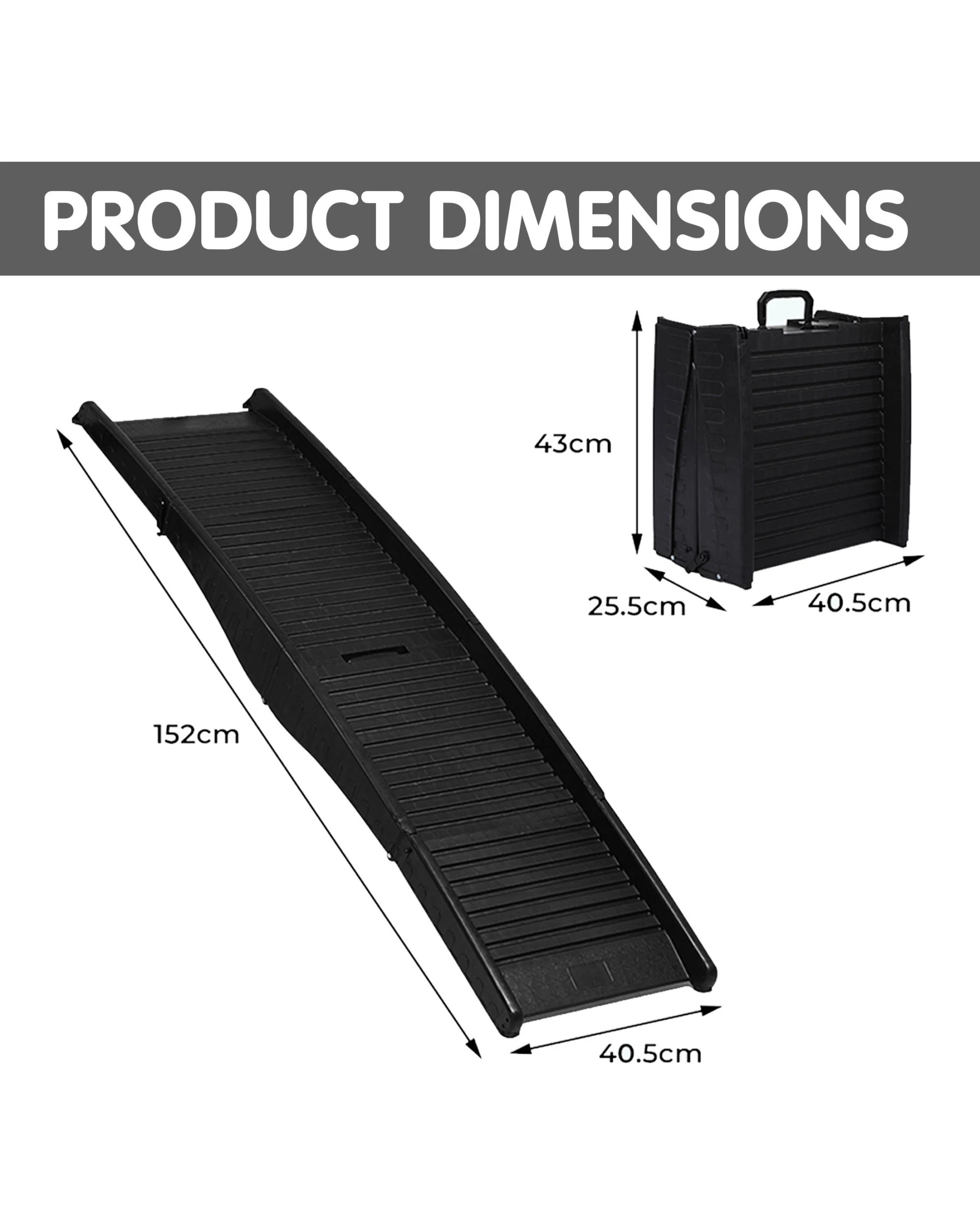 2 Furtastic 152cm Portable Dog Pet Ramp - Black, 2 of 6