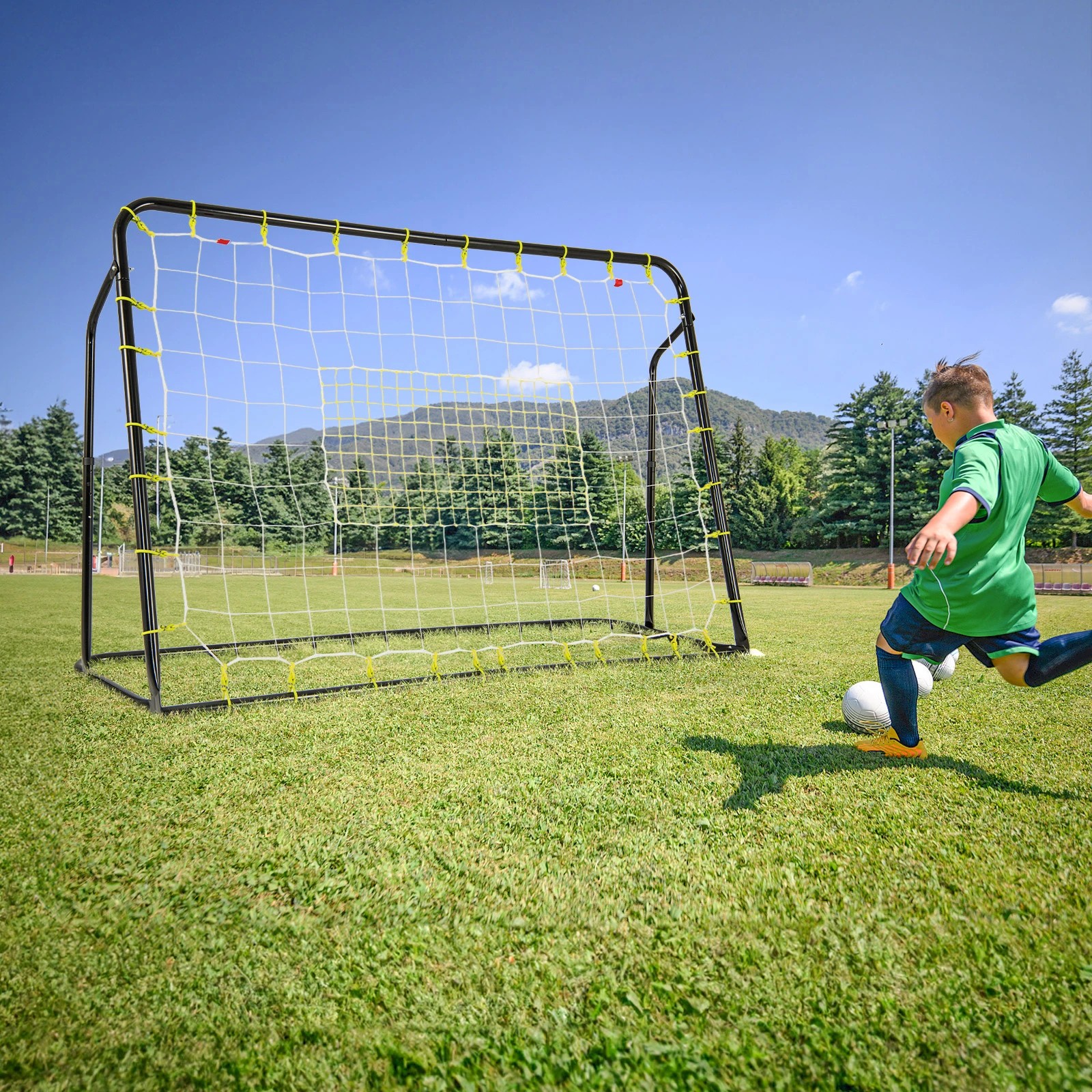 3 Costway 2-in-1 Kids Soccer Rebounder & Soccer Goal 1.9m x 1.2m Adjustable Metal Frame - Black, 3 of 3