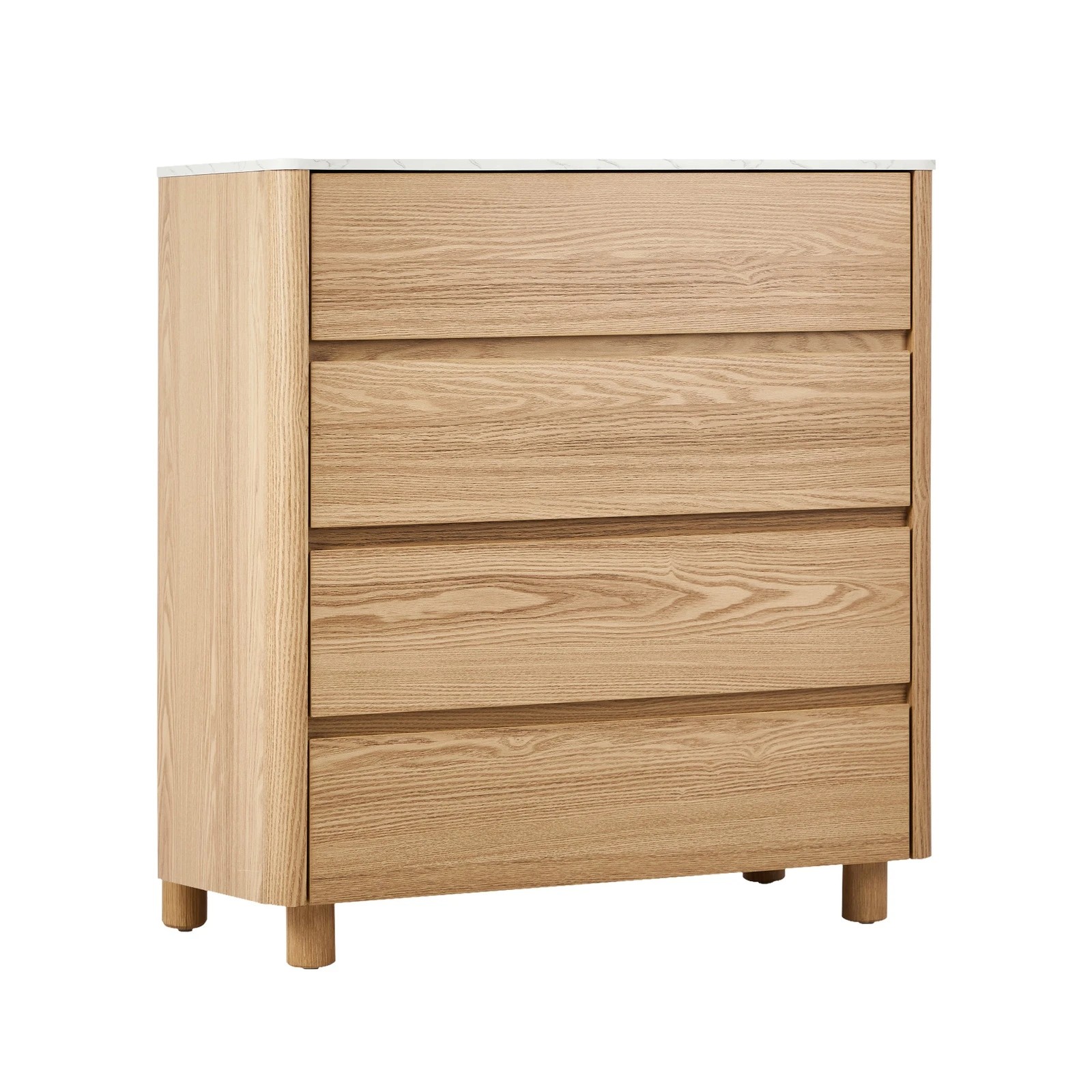 6 Oikiture 4 Chest Of Drawers Dresser Tallboy Storage Cabinet Faux Marble Top
 - Natural, 6 of 10