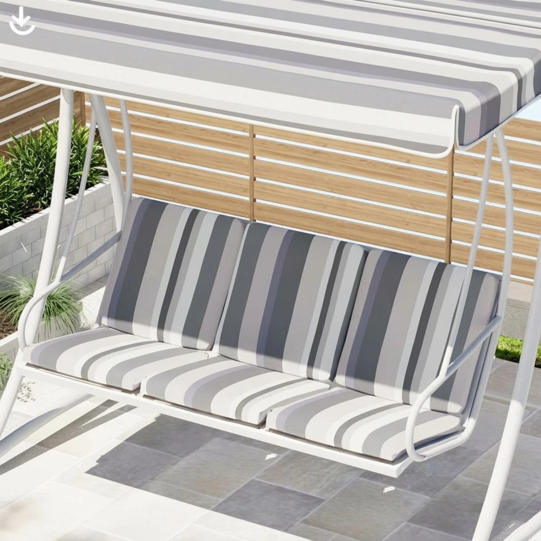 5 Gardeon Outdoor Swing Chair Garden Bench Furniture Canopy 3 Seater - White, 5 of 5