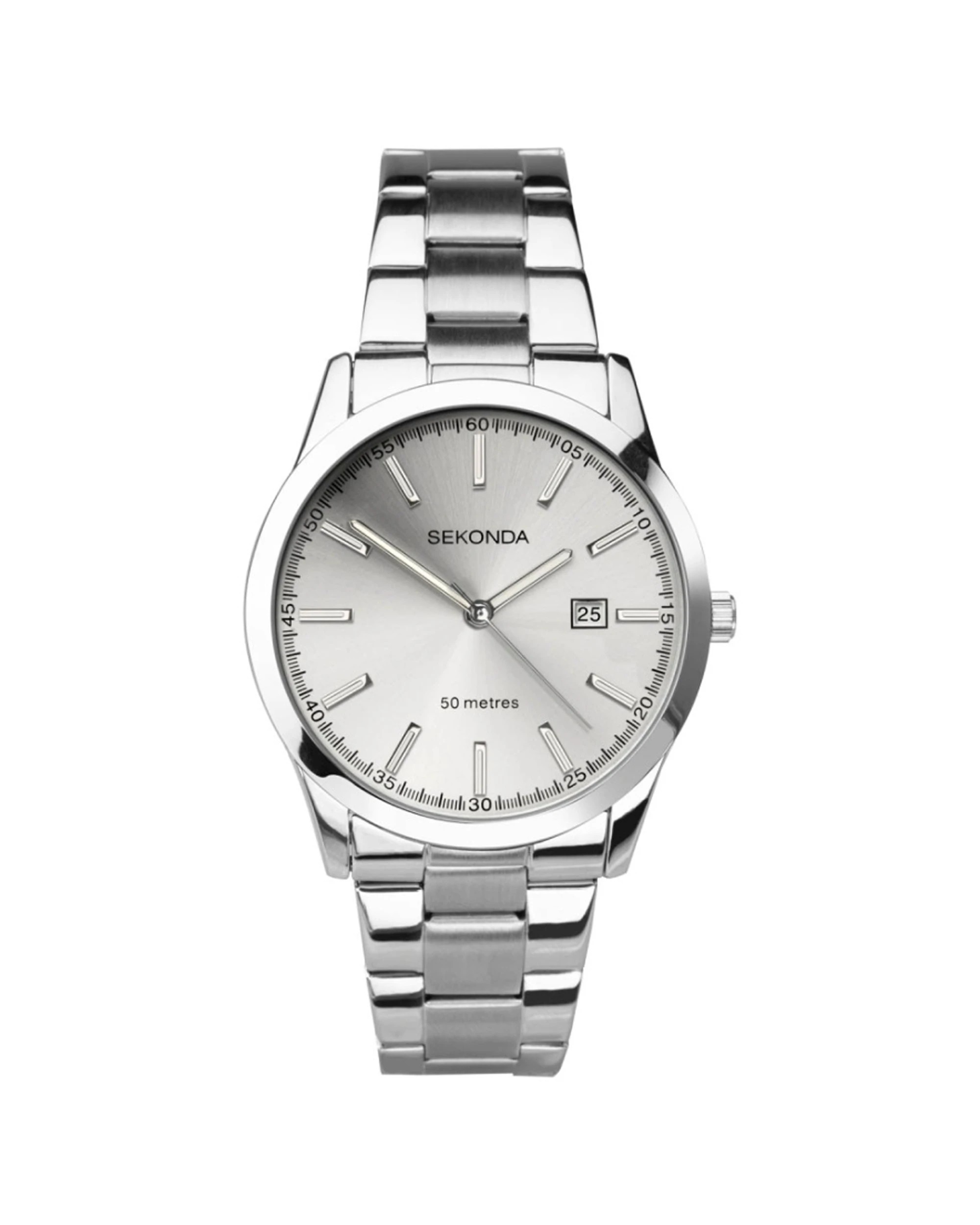 1 Sekonda Men's Watch Silver Metal Bracelet 43mm Case 50m Water Resistant, 1 of 5