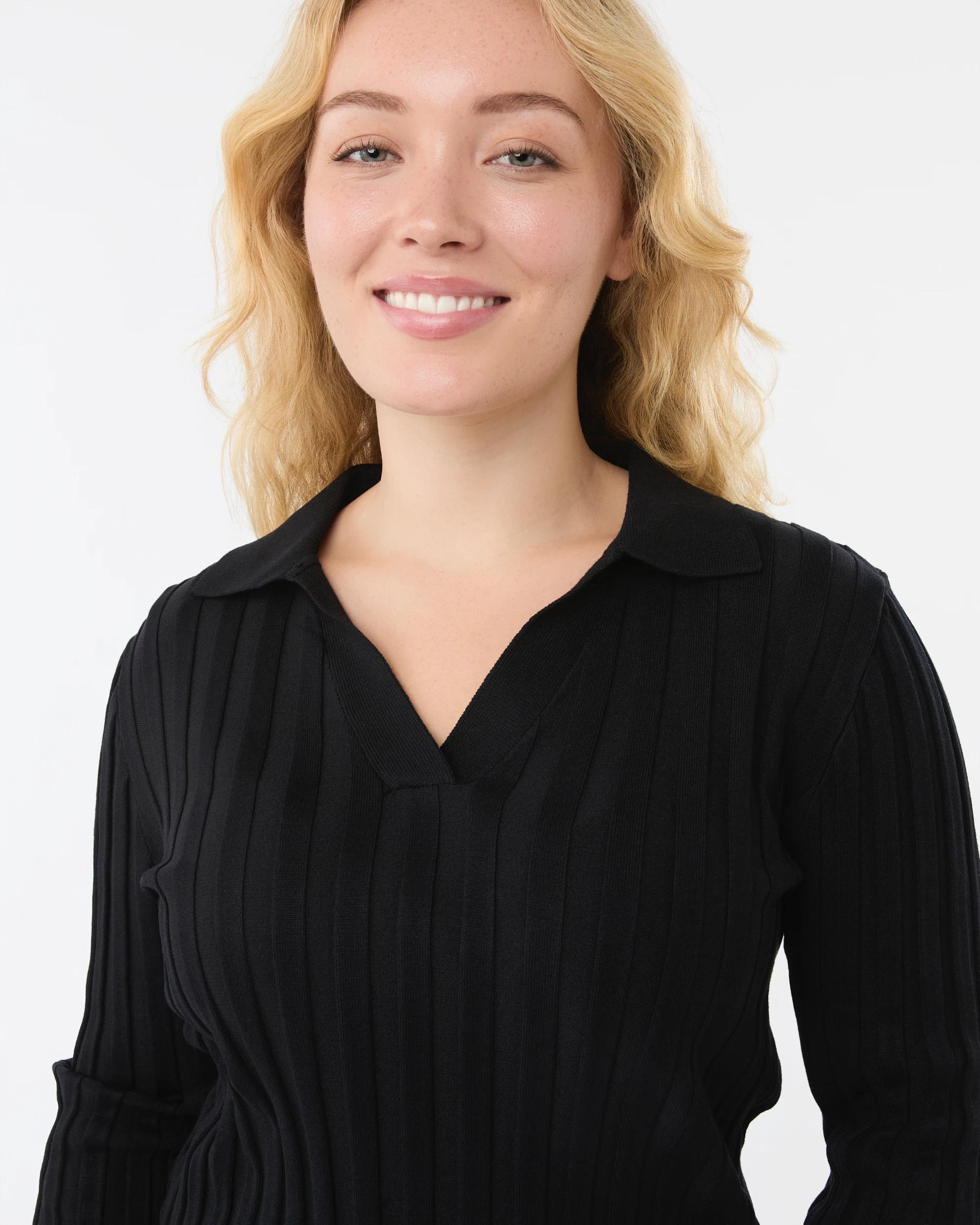 4 Long Sleeve Polo Top Black, 4 of 6