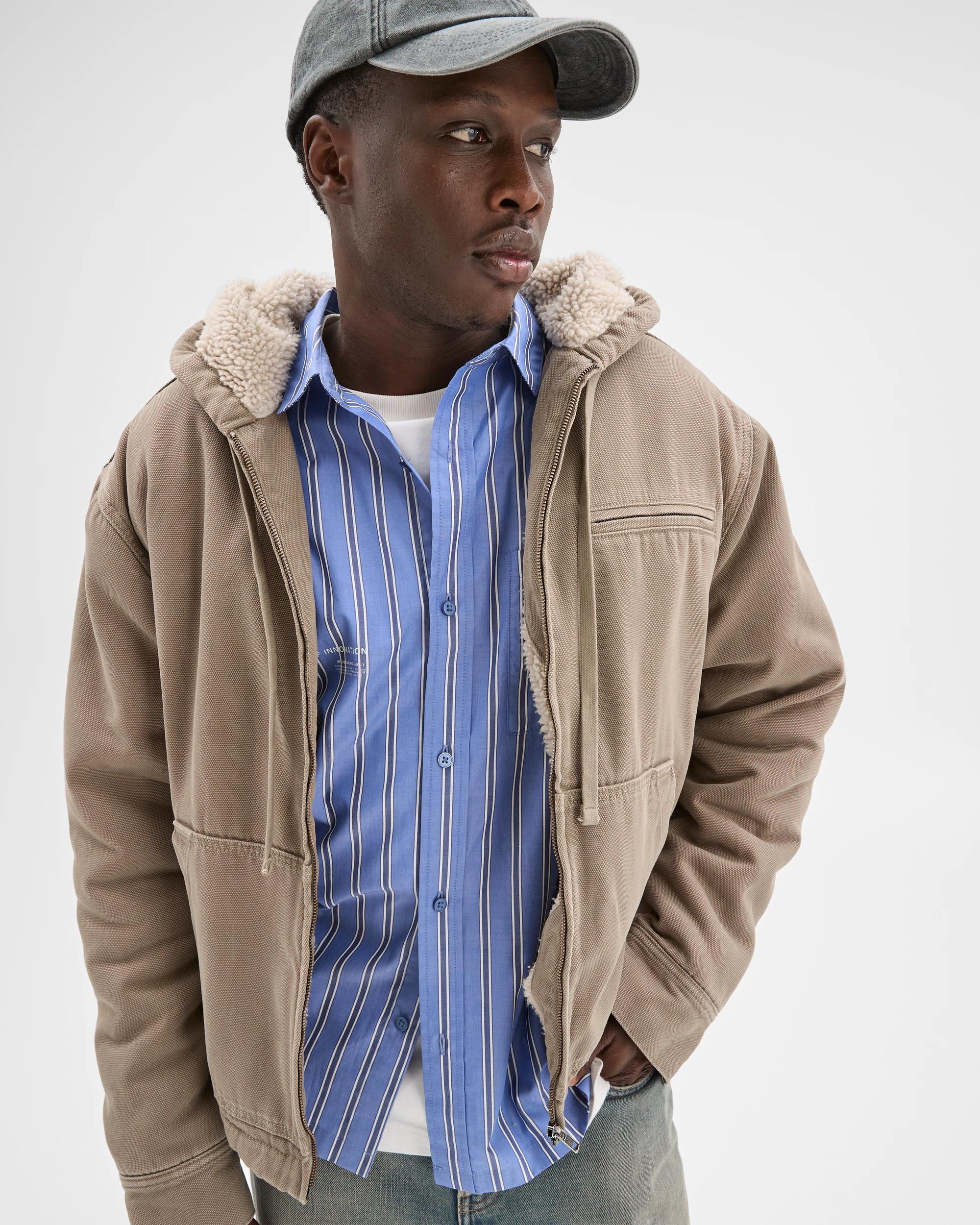 2 Commons Heavyweight Washed Hooded Worker Jacket KHAKI, 2 of 6