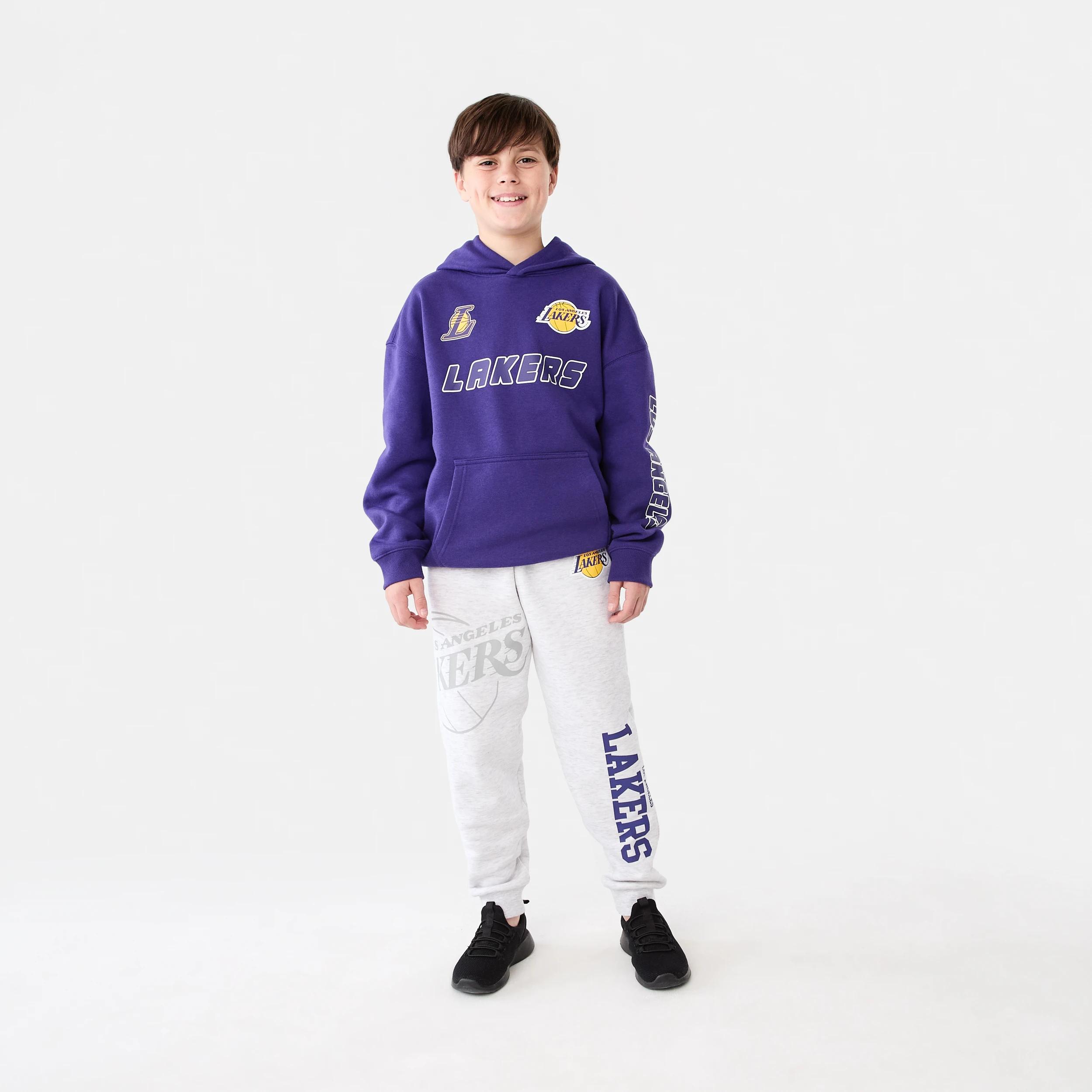 8 Official NBA Youth Trackpants WHITE MARLE LAKERS TRACK PANT, 8 of 9