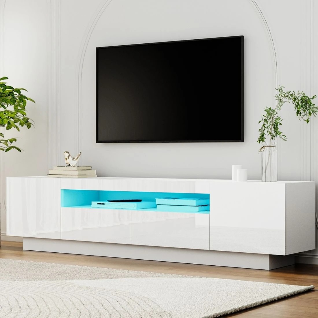 3 Artiss TV Unit Entertainment Unit Storage Drawer RGB LED 180cm - White, 3 of 8