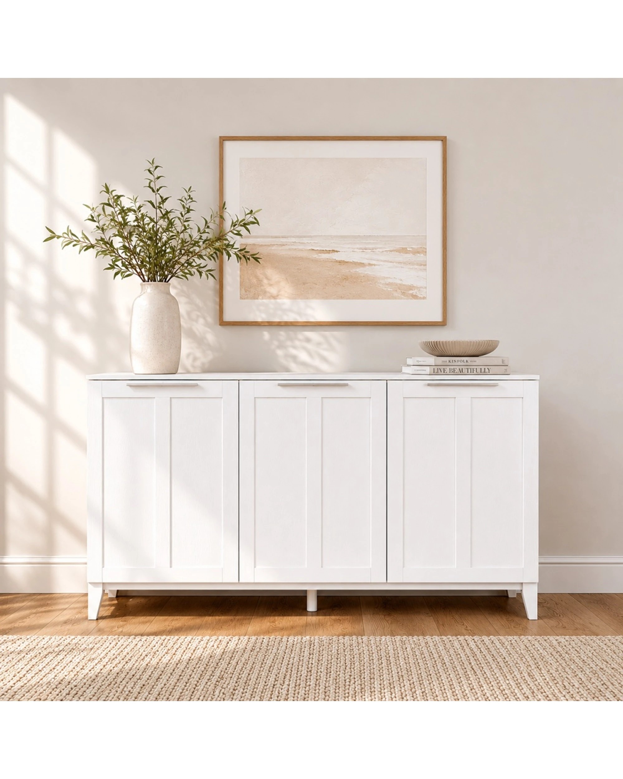 2 Alpine Bay Tenley Sideboard Buffet Cabinet 3 Door 130cm - White, 2 of 9