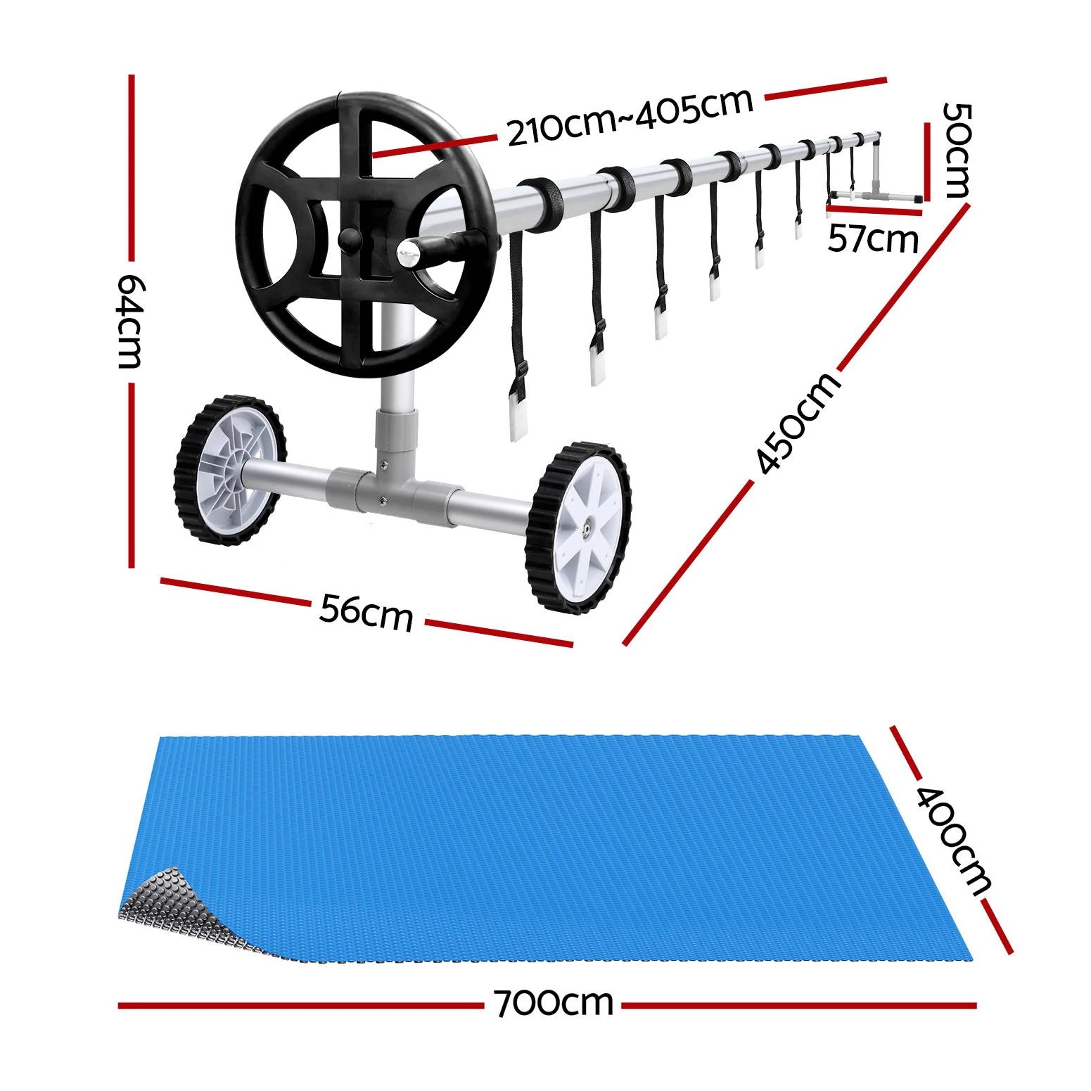 3 Aqua Buddy Pool Cover 600 Micron 7x4m w/ Roller 4m Swimming Pools Solar Blanket - Multi, 3 of 7