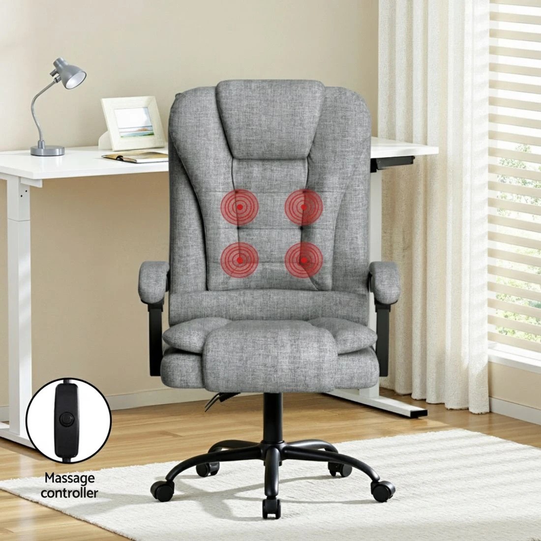 3 Artiss Executive Office Chair 4-Point Massage Adjustable Ergonomic Recline - Grey, 3 of 5
