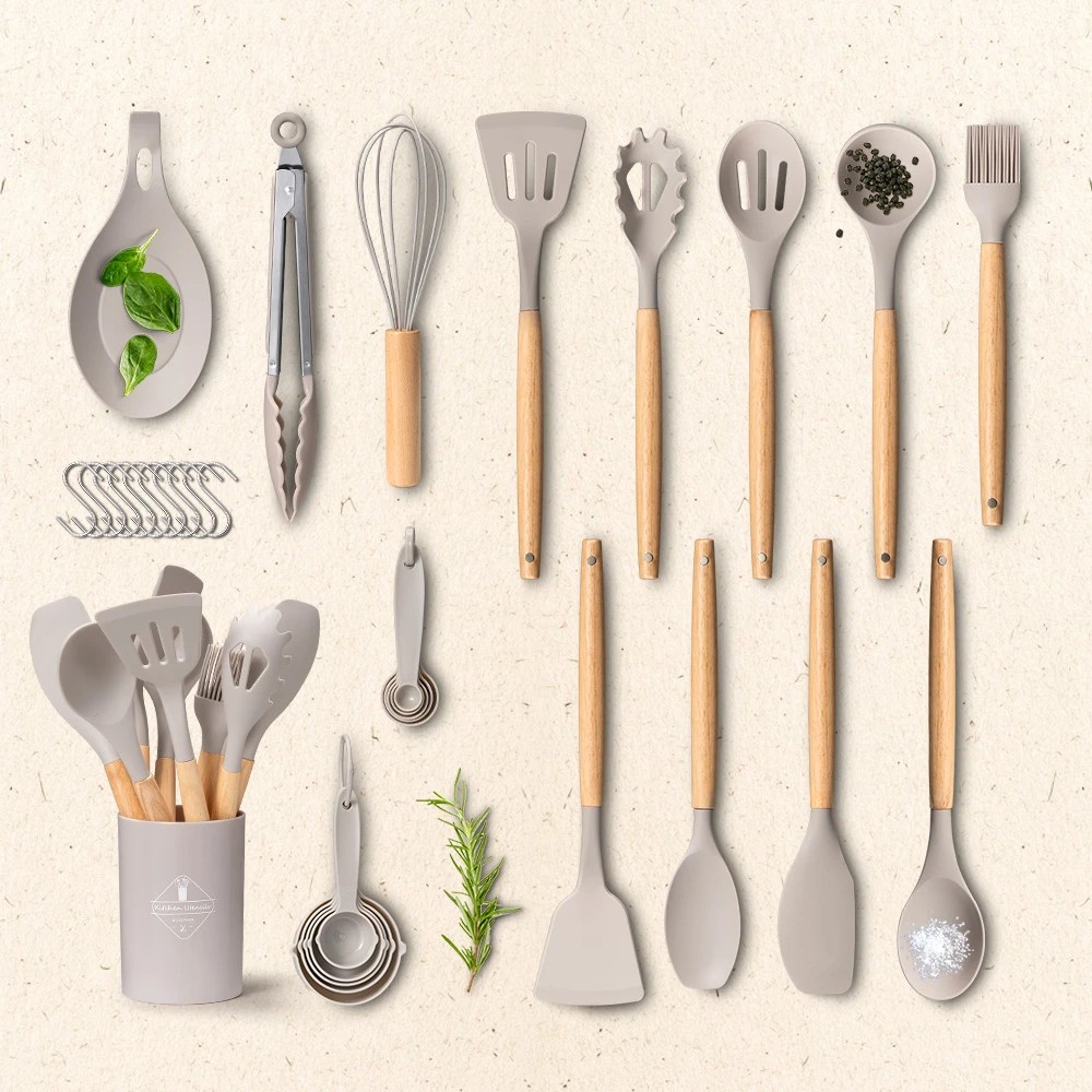 2 ZUNI 33PCS Silicone Cooking Utensils Set Heat Resistant Kitchen Cookware - Grey, 2 of 2