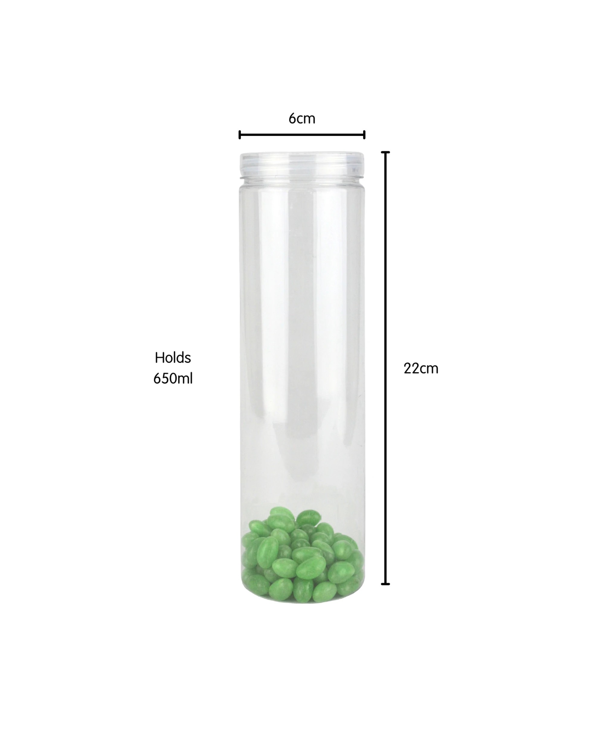2 Partyrama Tall Clear Plastic Screw Top Jar 650ml, 2 of 3