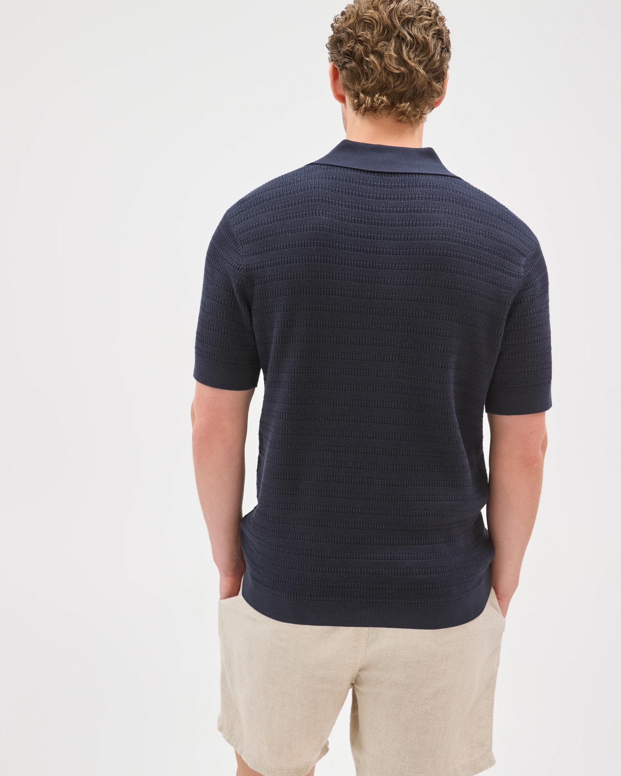 6 Target Man Australian Cotton Patterned Knit Polo Top NAVY, 6 of 6