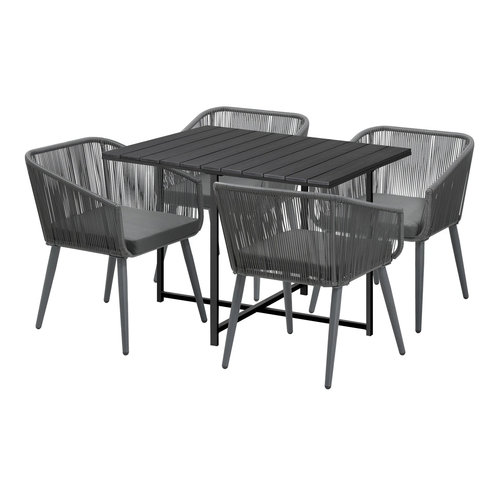 6 Livsip 5pcs Outdoor Dining Set Furniture Black Table Lounge Chairs Patio Setting - Multi, 6 of 10