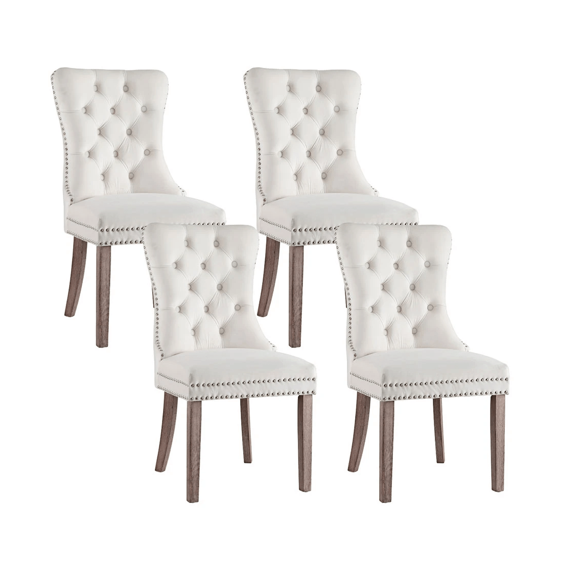 1 1 Set of 4 Artiss Dining Chairs Velvet - White, 1 of 6