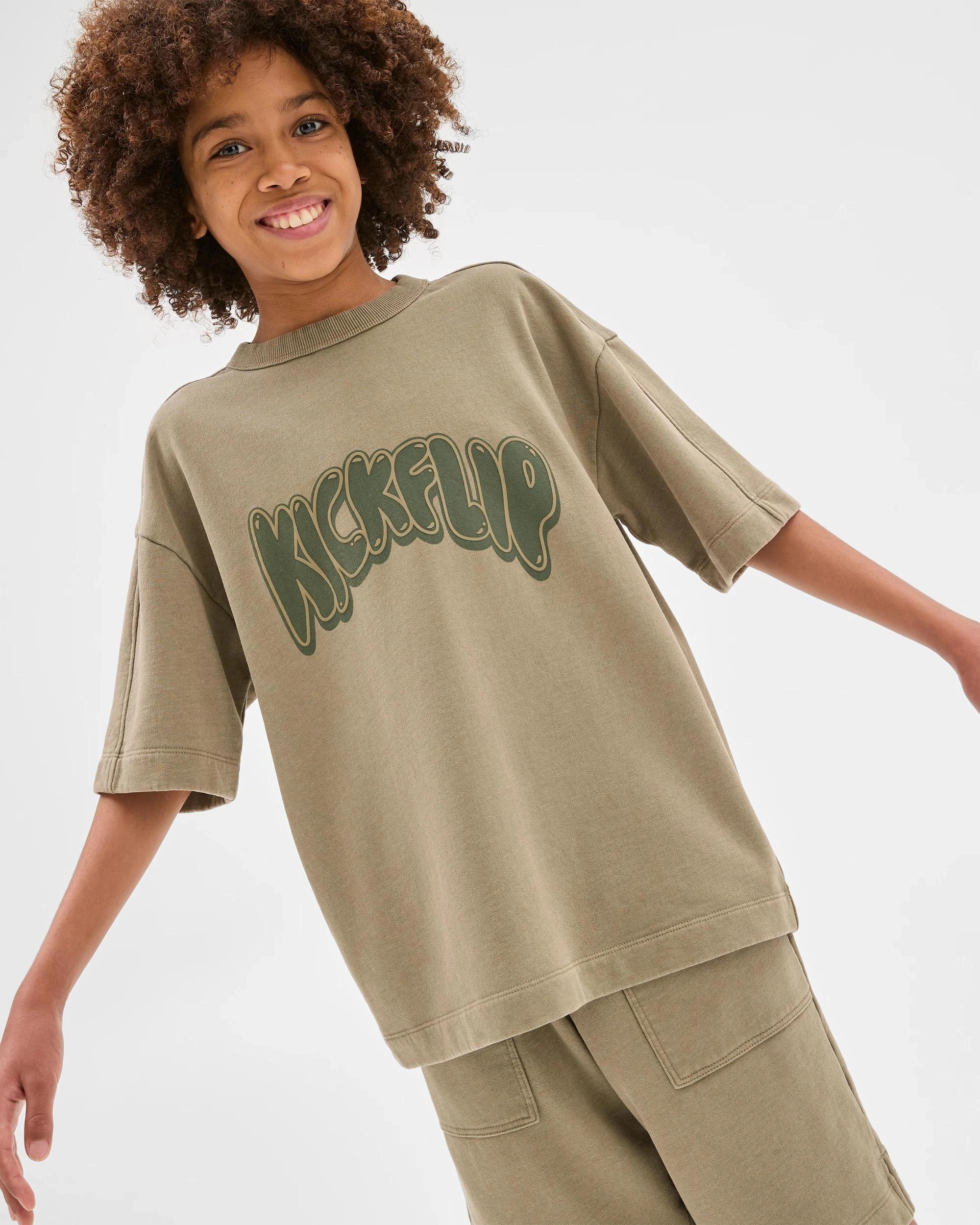 2 Target Kids Australian Cotton Blend Oversized Washed T-Shirt GREEN, 2 of 7