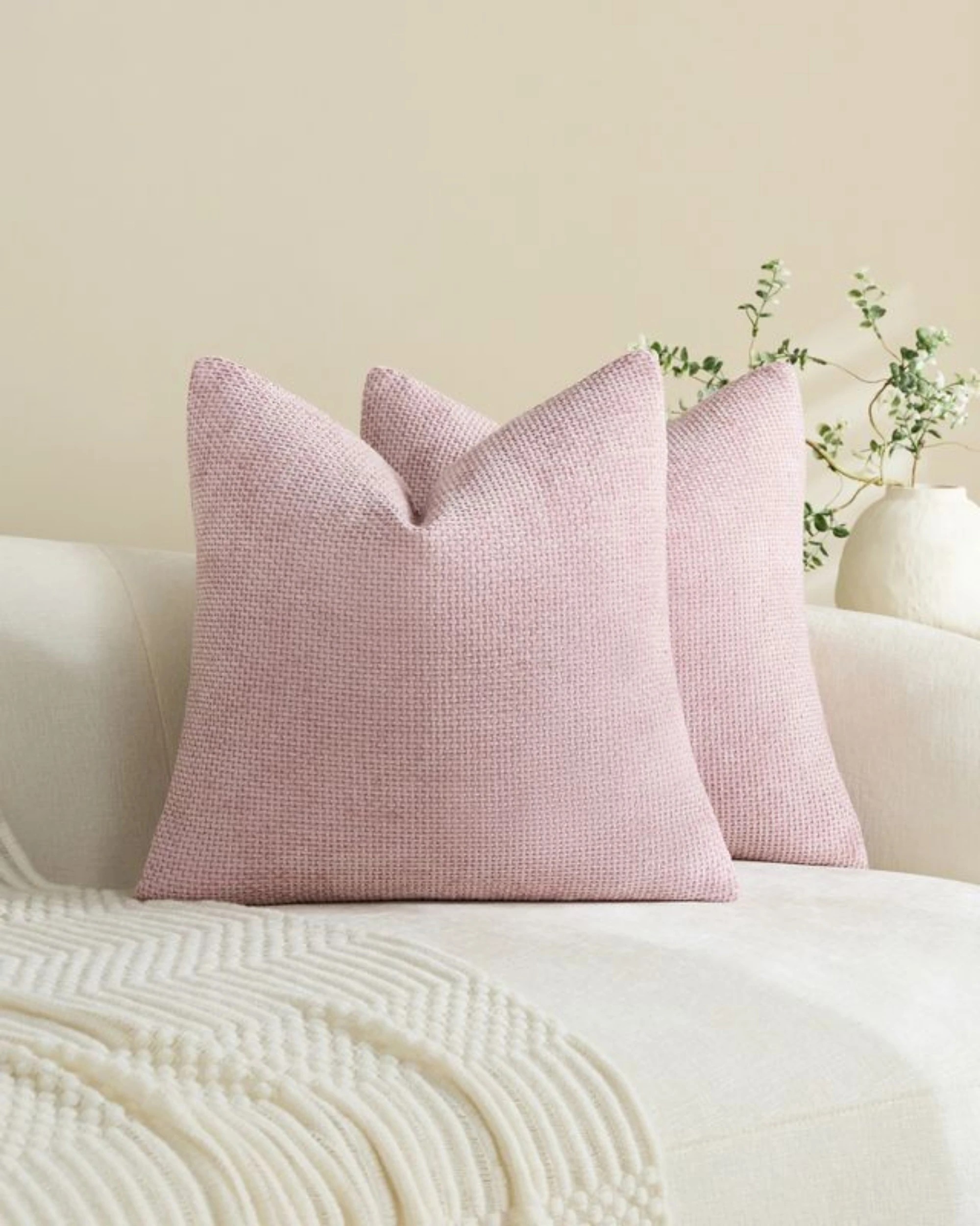 Gioia Casa 2-Pack Chenille Grid European Pillowcases 65cm x 65cm - Pink ...
