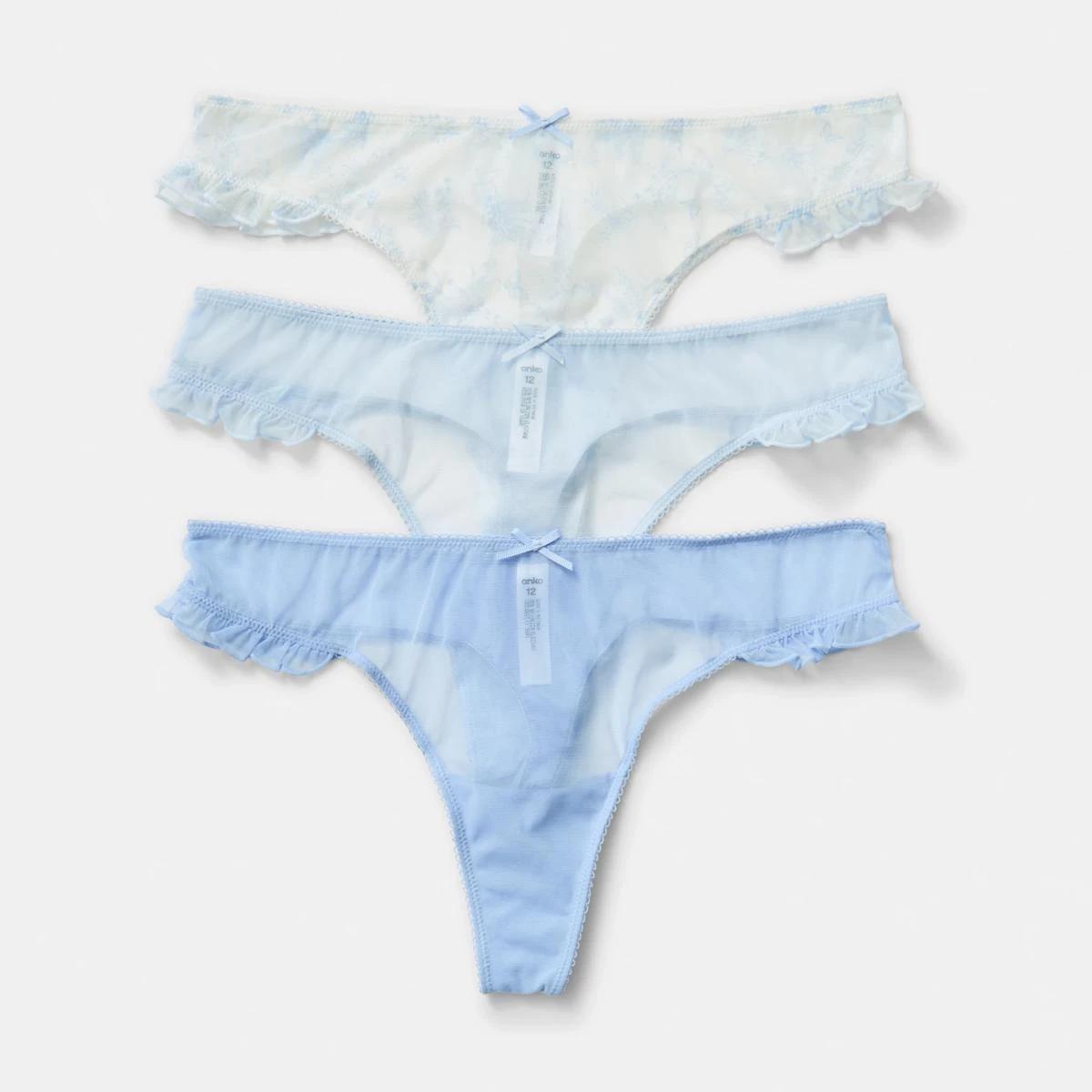 1 3 Pack Mesh G-String Briefs Trop Toile, 1 of 10