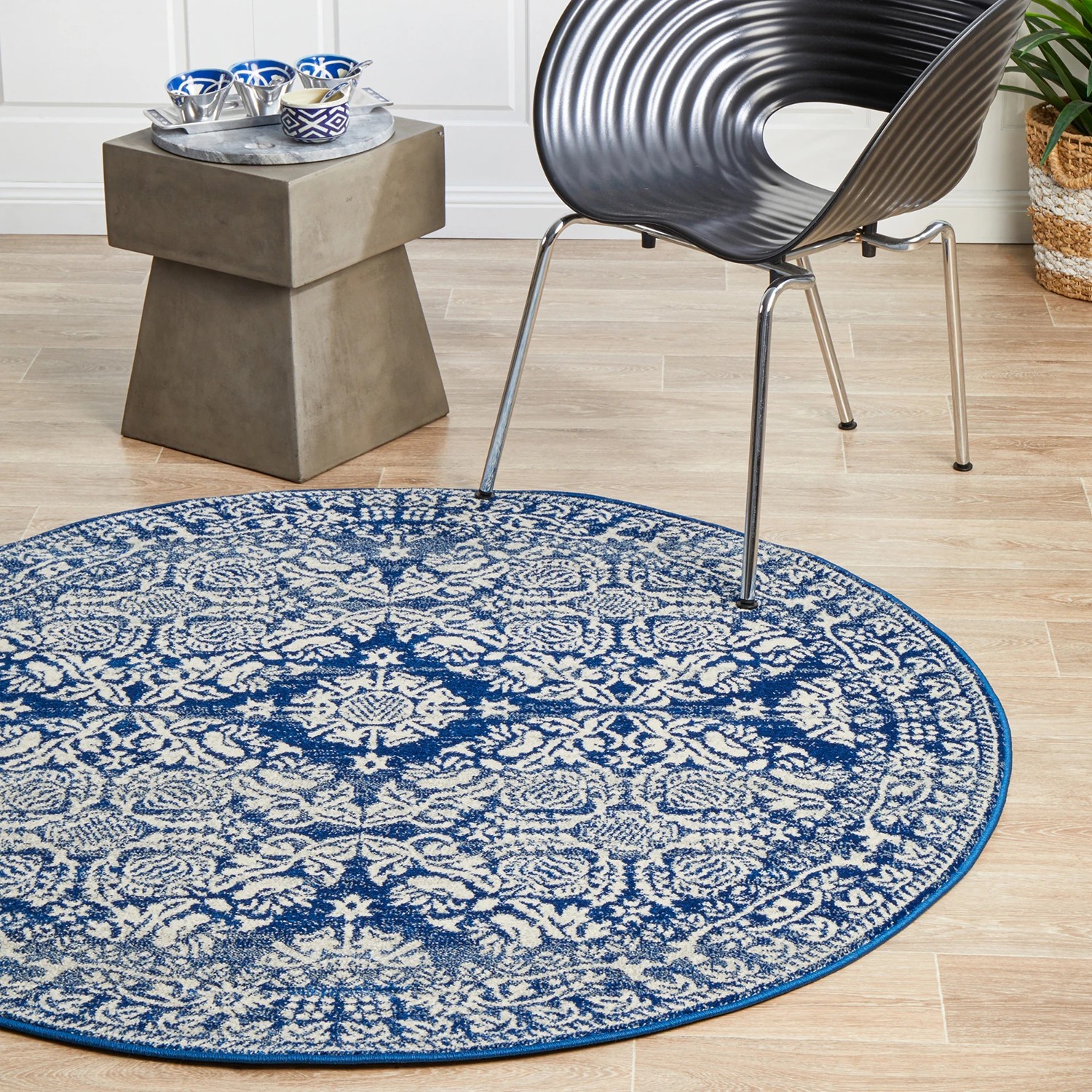 4 Common Ground Rugs Phantom 358 200x200cm - Medium Round Power Loomed Pet Friendly Rug - Blue, 4 of 9