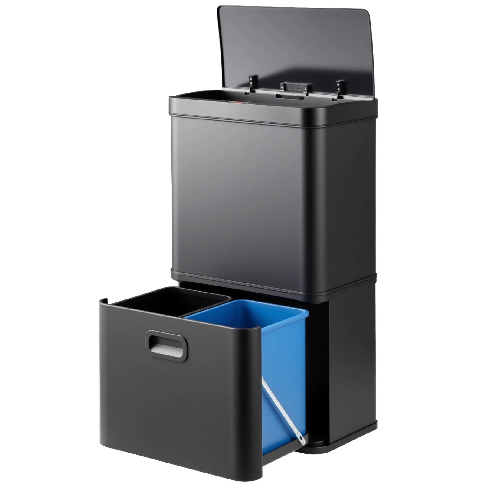 1 Costway 56L Stainless Steel Rubbish Bin Motion Sensor Trash Can - Black, 1 of 1