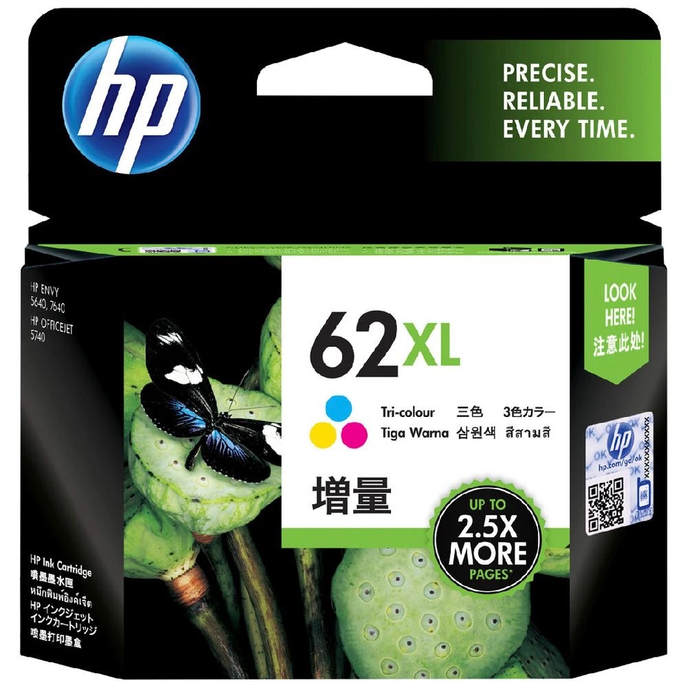 1 HP 62XL High Yield Ink Cartridge Tri Colour, 1 of 6