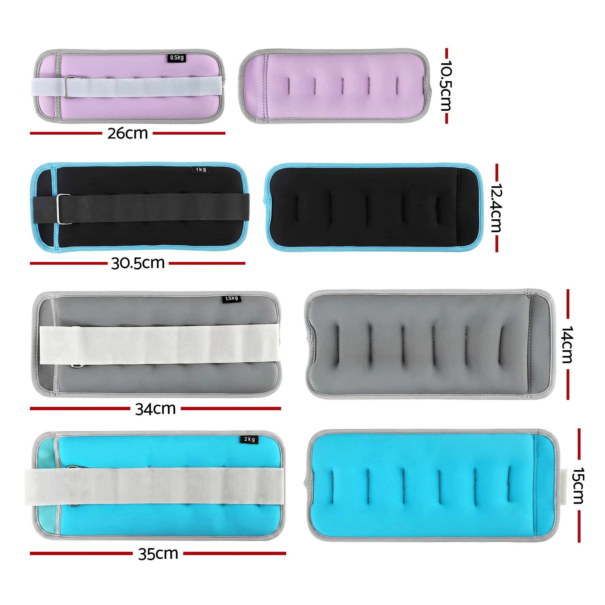 3 Everfit Ankle Wrist Weights for Women & Men, Wearable Leg Arm Weights Includes 1kg 2kg 3kg 4kg for Home Fitness - Multi, 3 of 9