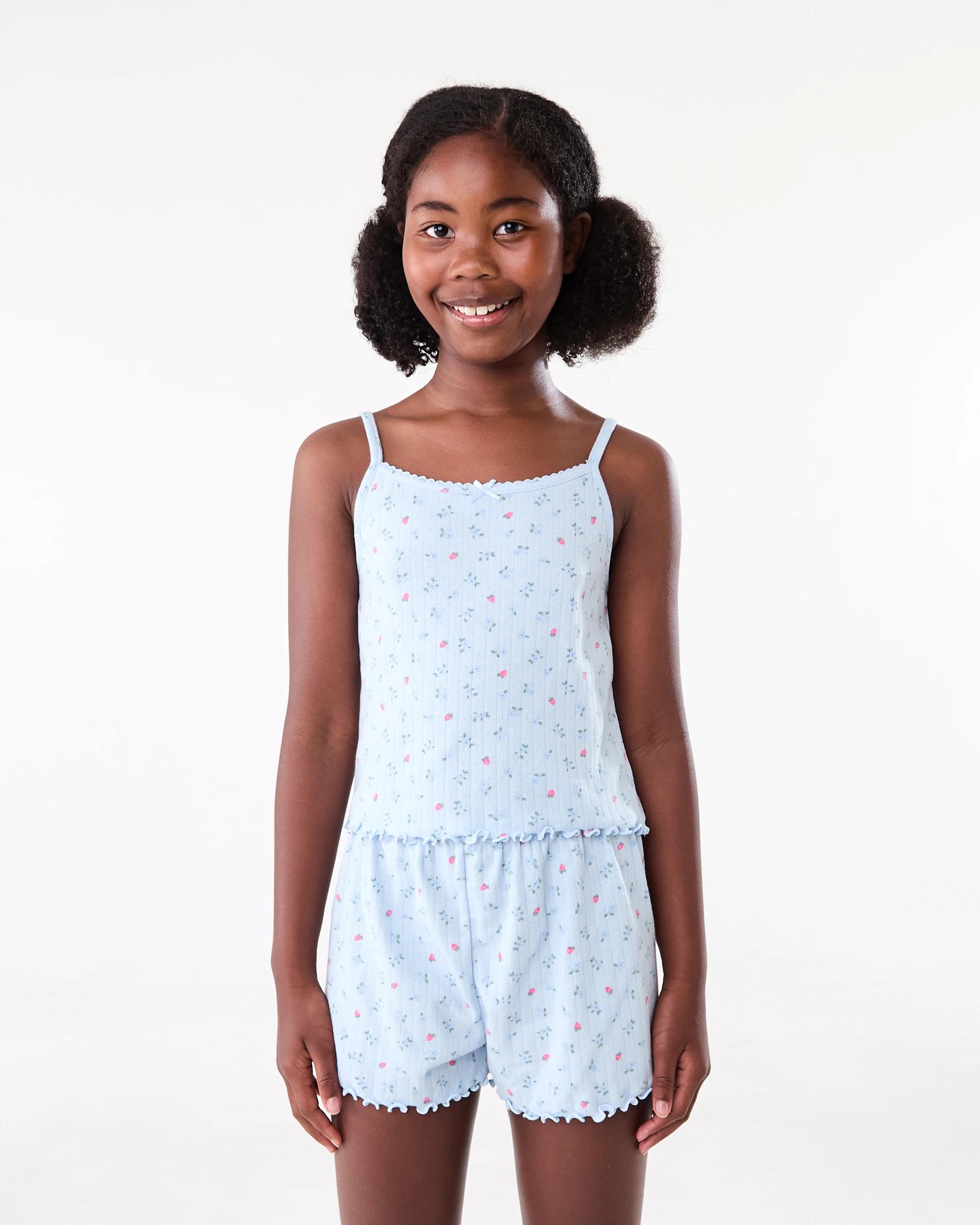 2 Pointelle Strappy Pyjama Set BLUE BERRY BLOOMS, 2 of 8