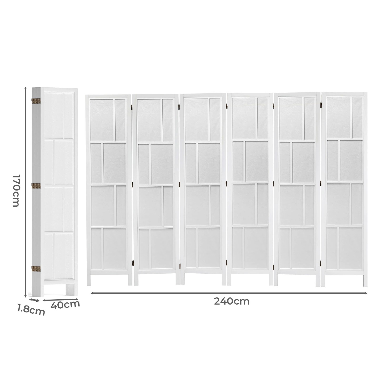3 Levede 6 Panel Room Divider Folding Partition Freestanding Screen Wooden - White, 3 of 9