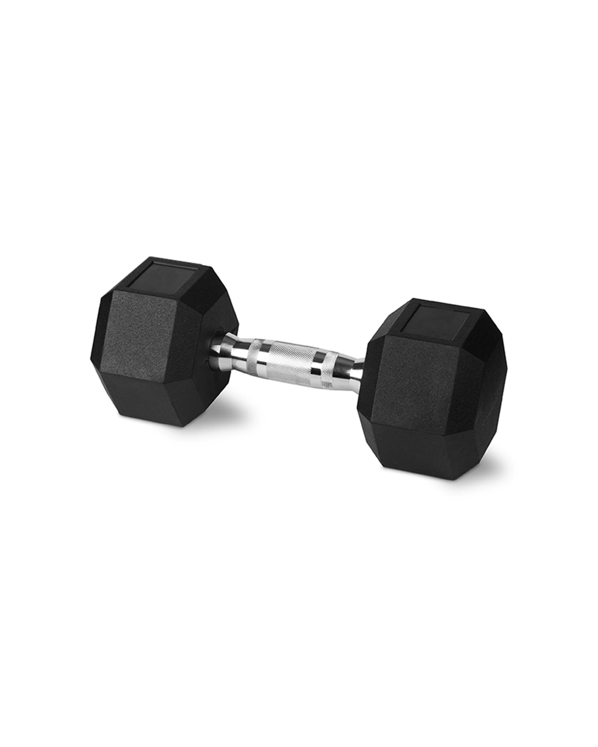 1 BodyWorx Rubber Hex Dumbbell 15kg Chromed Knurled Grip Home Gym Strength Training, 1 of 1