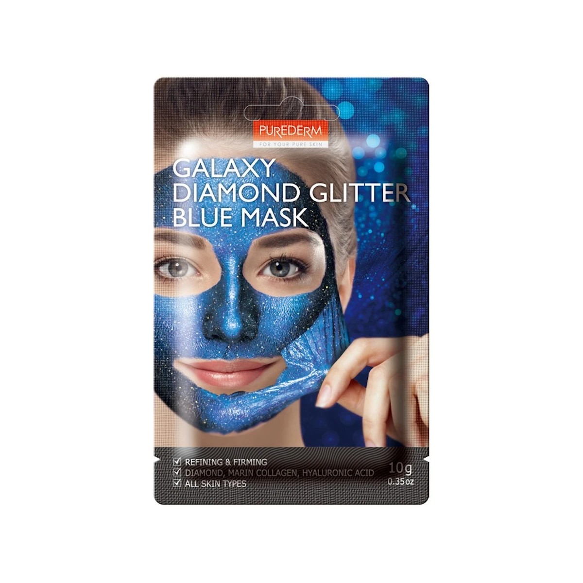 1 Purederm Galaxy Diamond Glitter Blue Mask 10g - Diamond, Marine Collagen & Hyaluronic Acid, 1 of 1