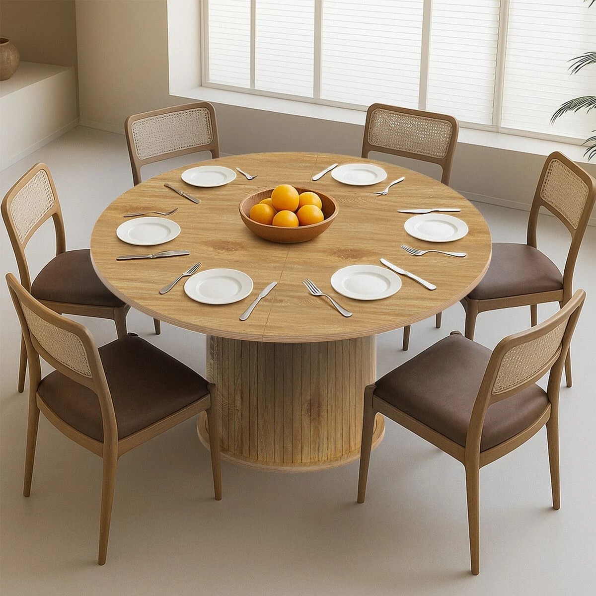2 Ausway Wooden Modern Round Dining Table, 2 of 5