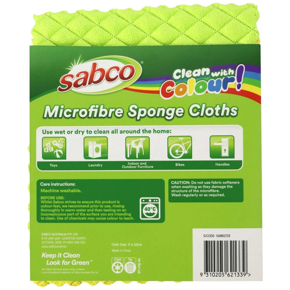4 Sabco Microfibre Sponge Cloth Rainbow 2 Pack, 4 of 4