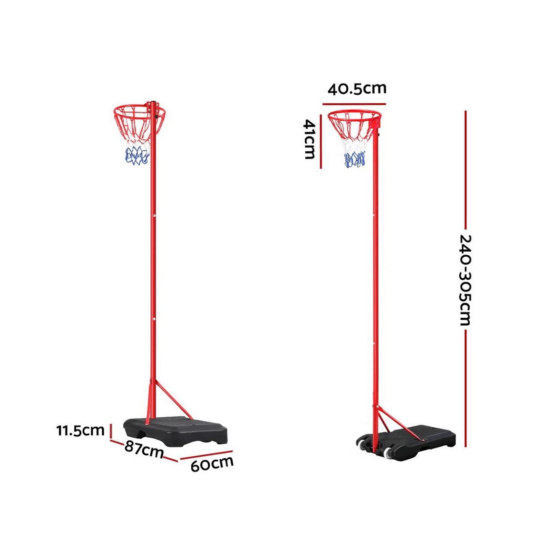2 Everfit 3.05M Netball Hoop Basketball Stand System Net Ring - Multi, 2 of 2