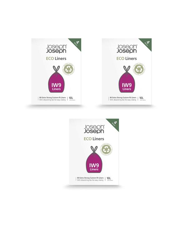 Joseph Joseph 3x80pc IW9 10L Eco Liners Trash Bag For Arc Pedal Bins - Grey