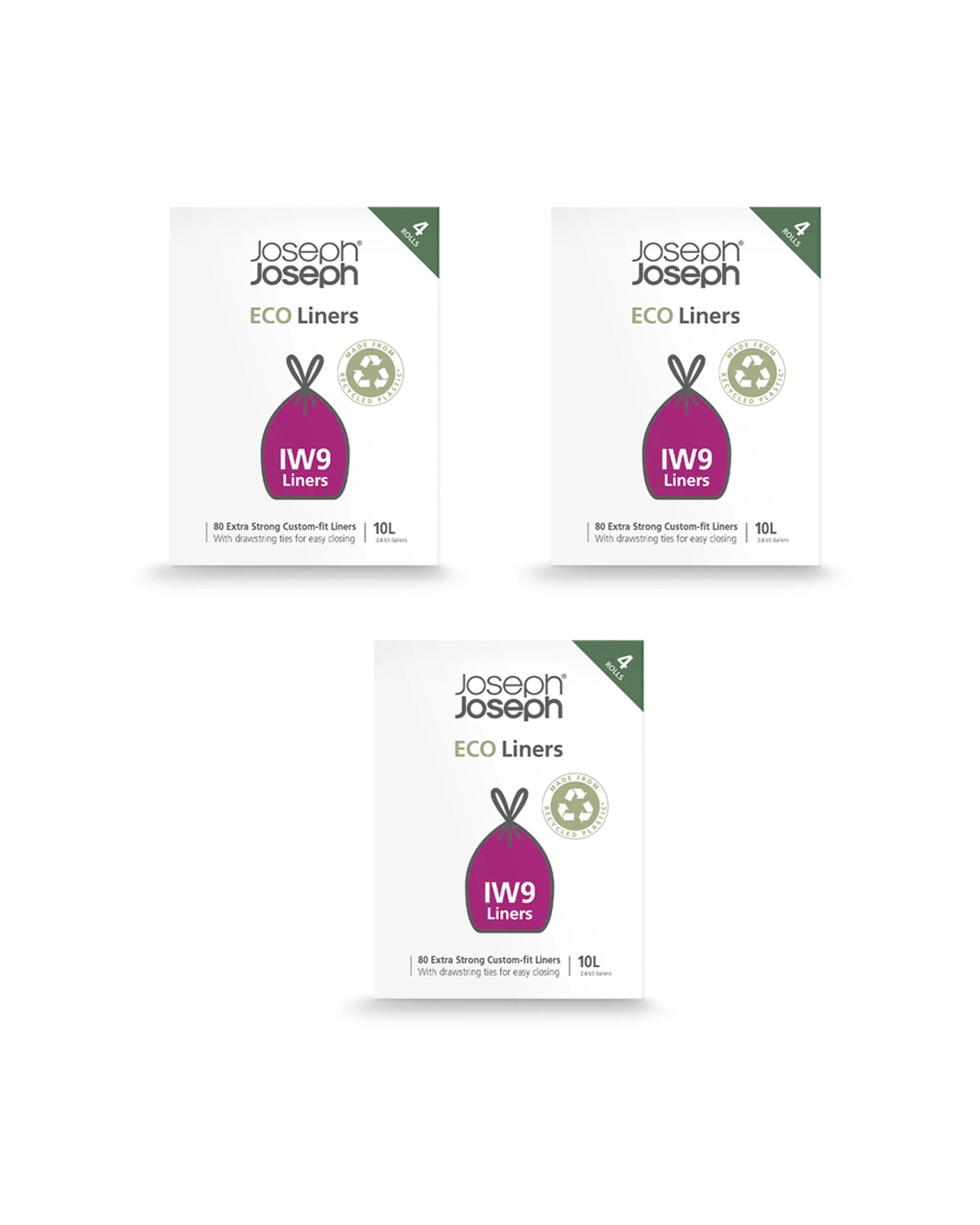 1 Joseph Joseph 3x80pc IW9 10L Eco Liners Trash Bag For Arc Pedal Bins - Grey, 1 of 1
