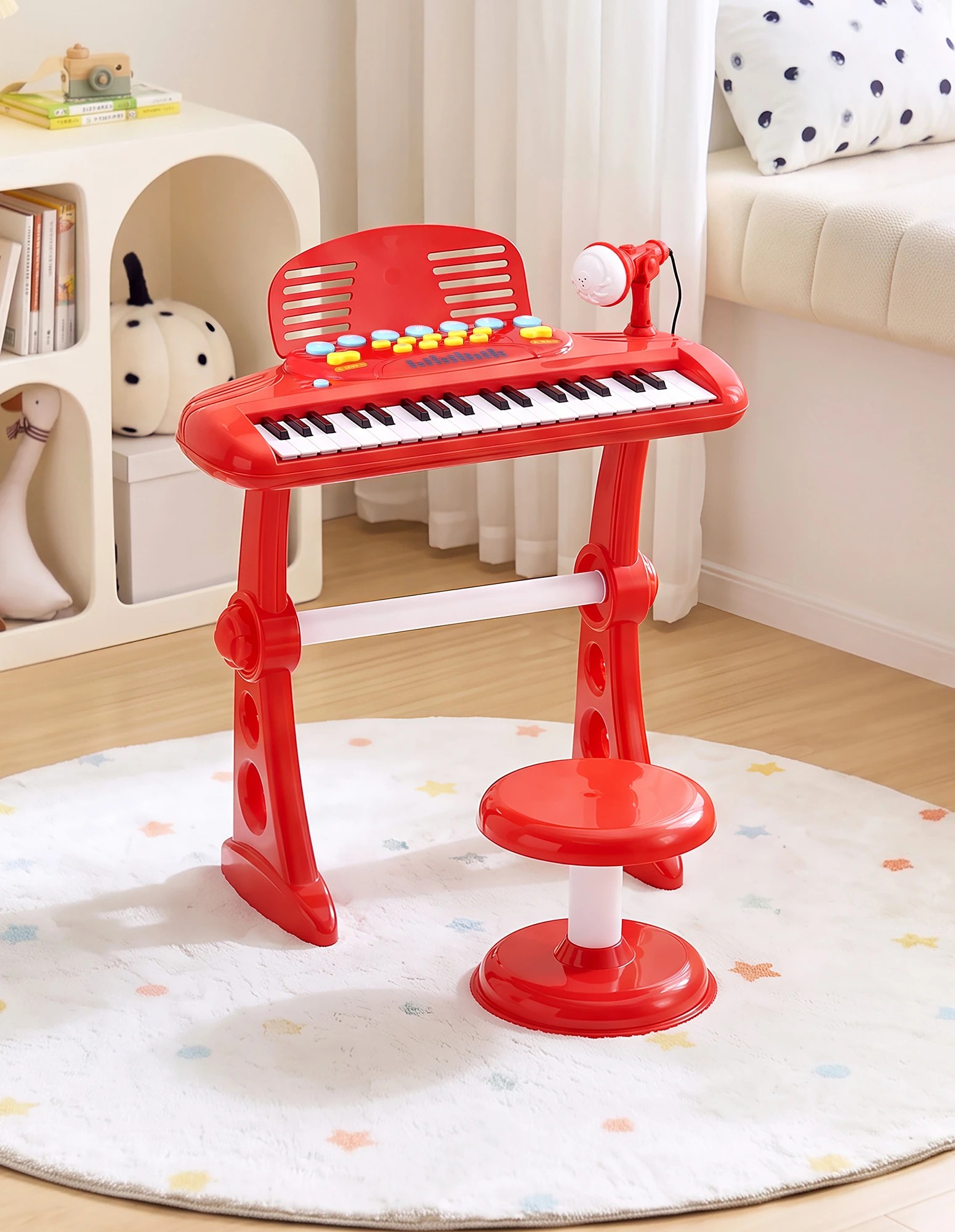 2 Keezi Kids Piano Keyboard 37 Keys Electronic Musical Instrument Set w/ Stool Microphone - Red, 2 of 9