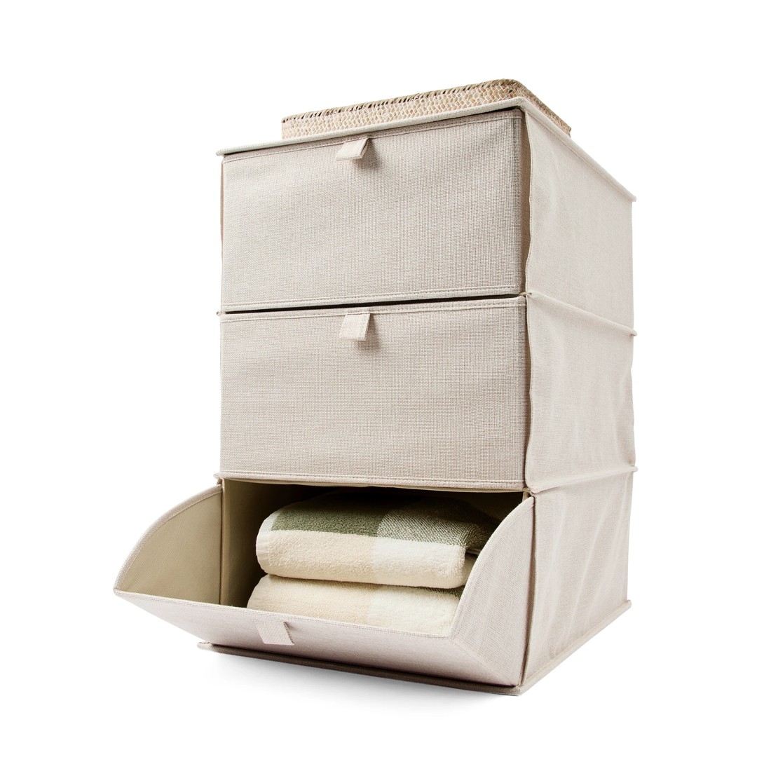 1 Linen Look 3 Tier Storage Unit - Beige, 1 of 6