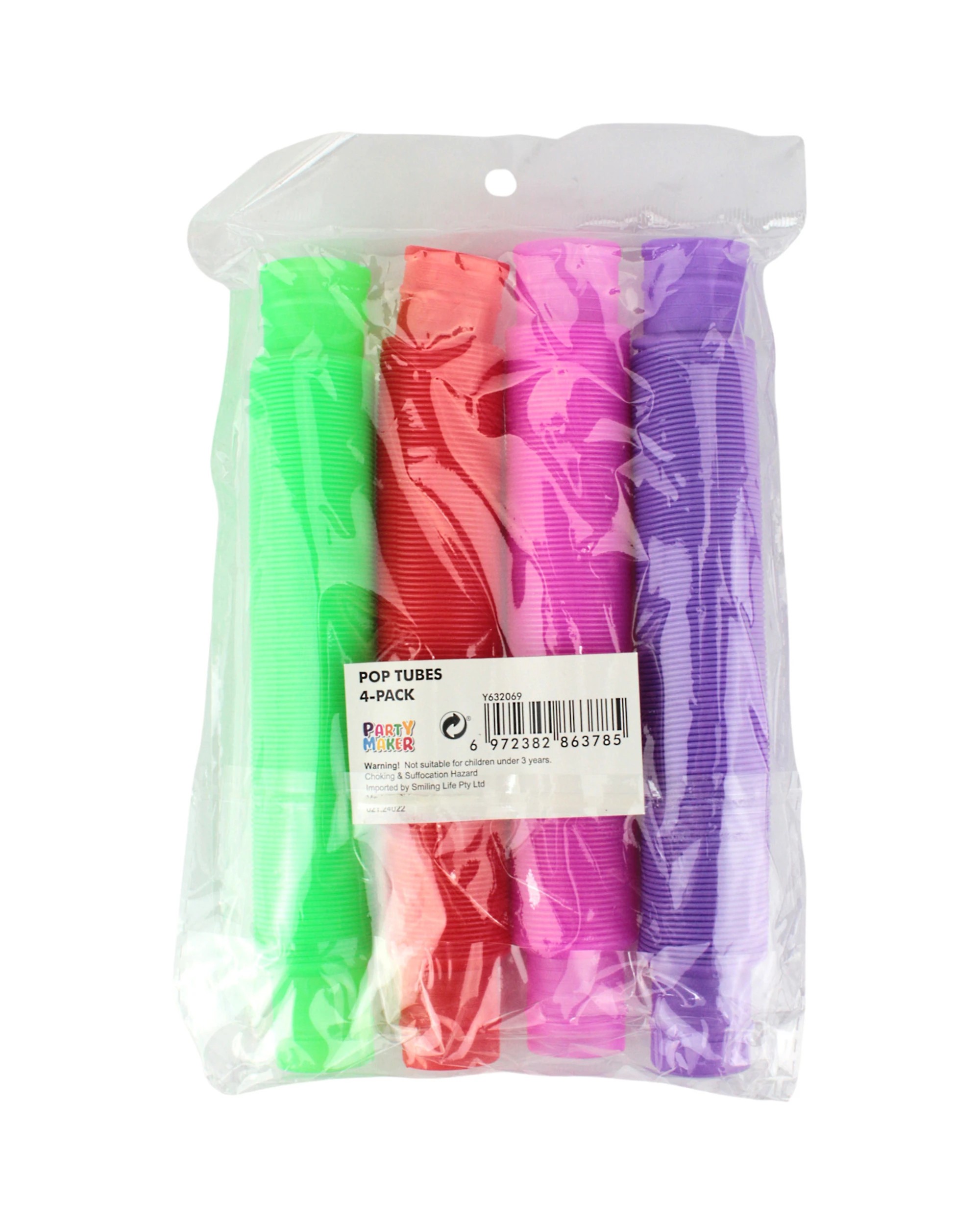 4 Partyrama 4 Pack Fidget Sensory Pop Tubes Assorted Colours, 4 of 4