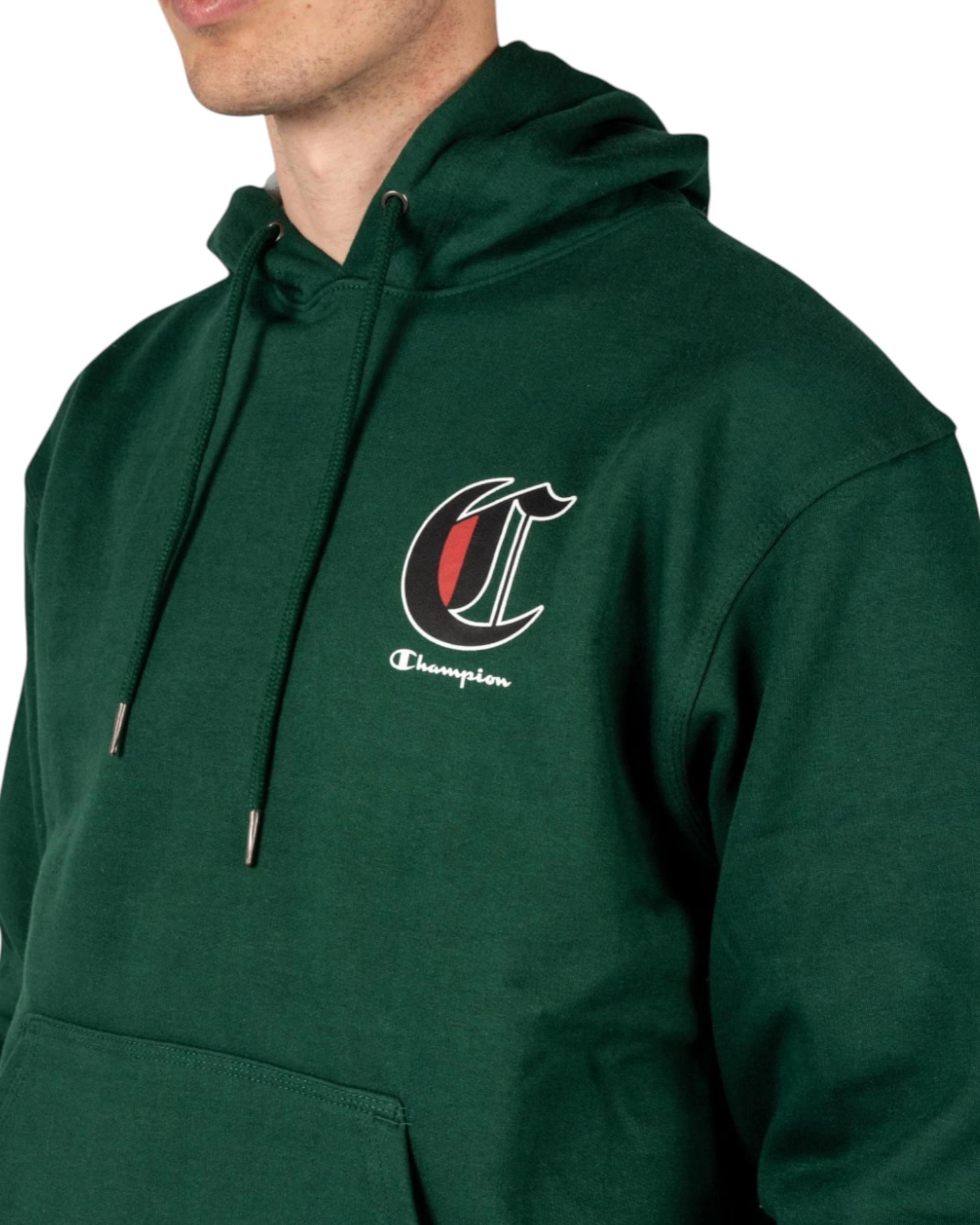 4 Champion Mens Powerblend Forest Peak Green Graphic Hoodie GREEN, 4 of 8