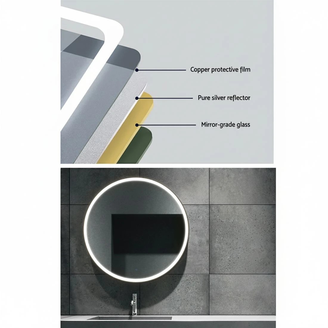 4 Embellir Wall Mirror 80cm with Led light Makeup Home Decor Bathroom Round Vanity - Multi, 4 of 7